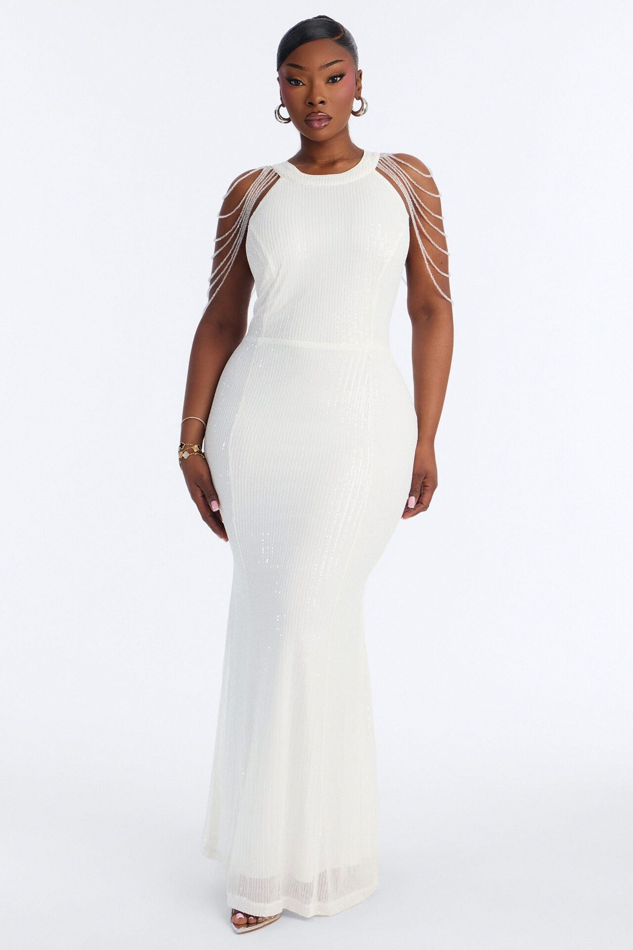 Diana Embellished Sequin Gown - Ivory