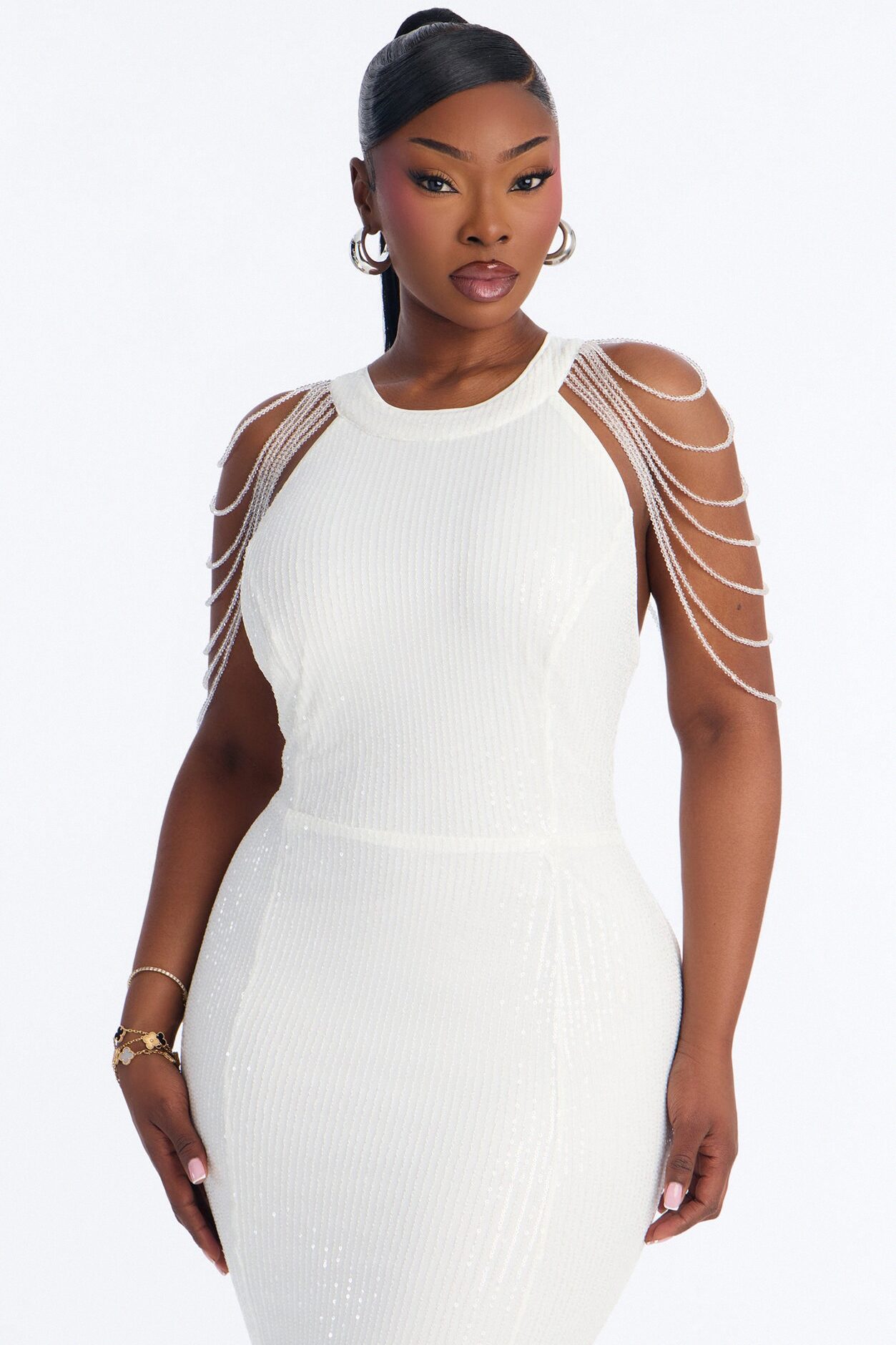 Diana Embellished Sequin Gown - Ivory