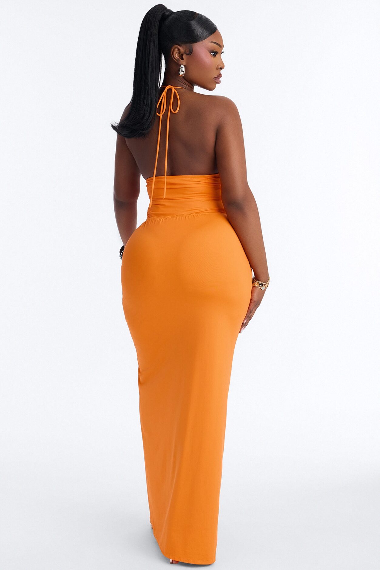 Midnight Goddess Bodysuit Skirt Set - Orange