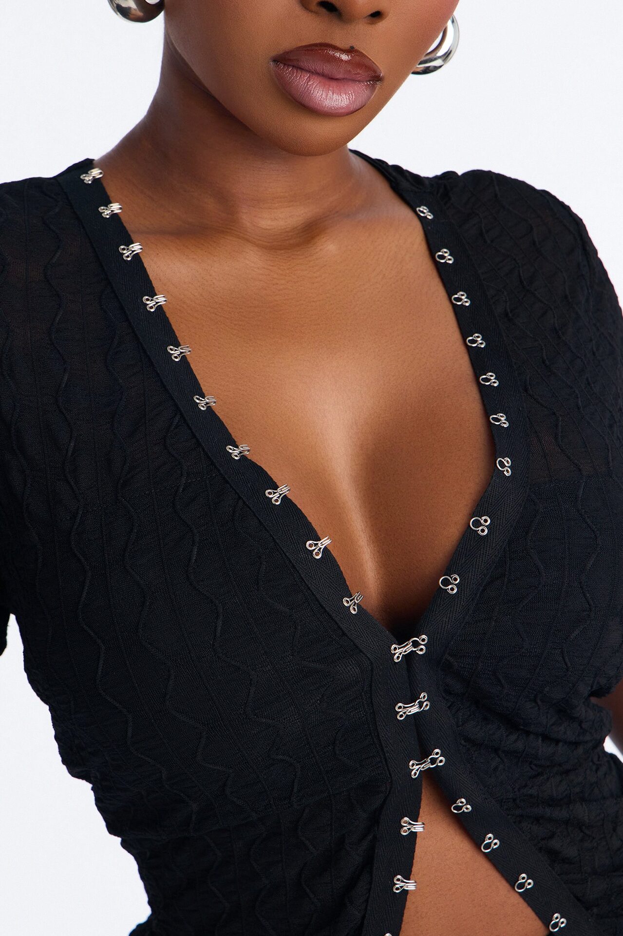 Dark Dream Short Sleeve Flyaway Top - Black