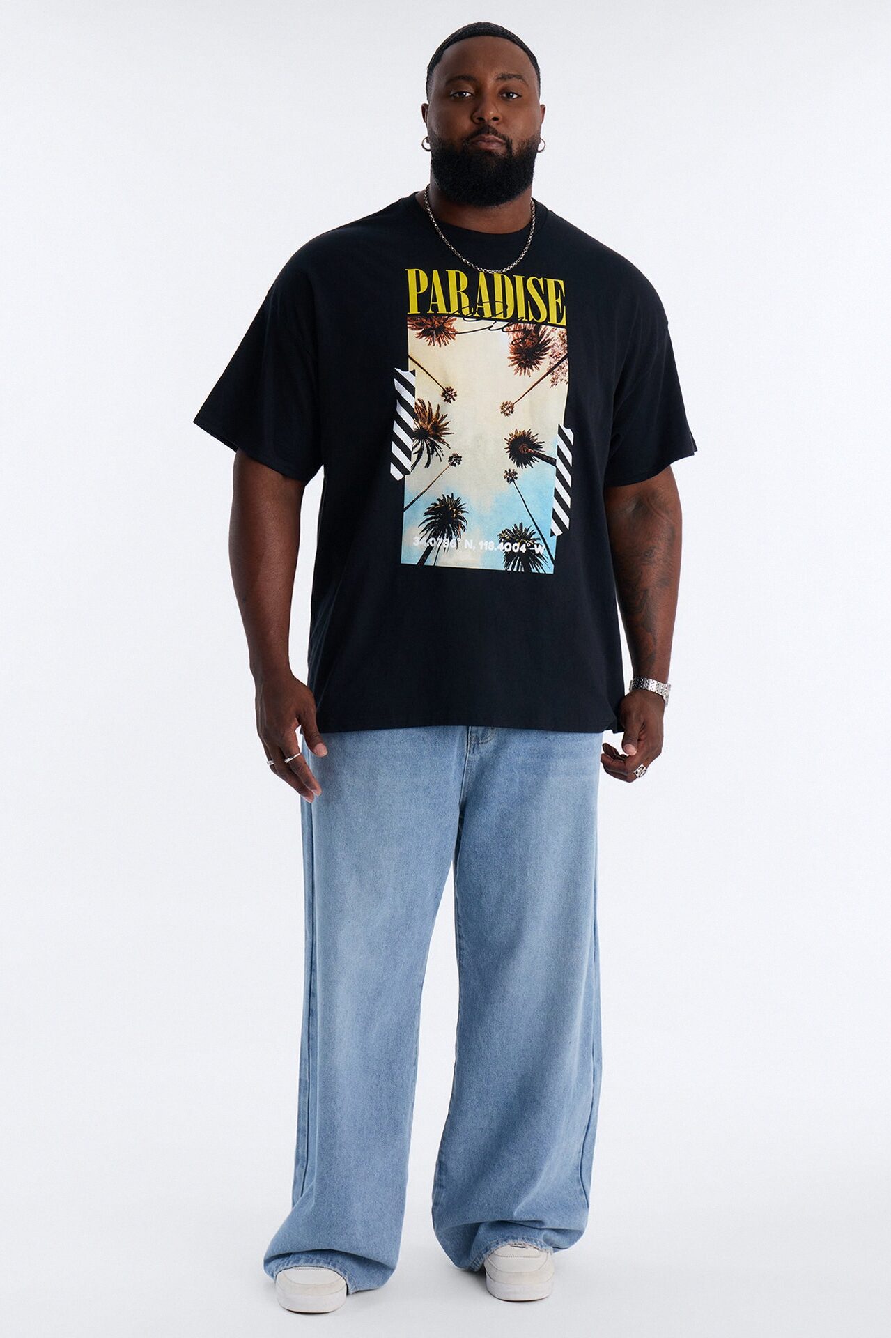 Paradise City Oversized Short Sleeve Tee - Black