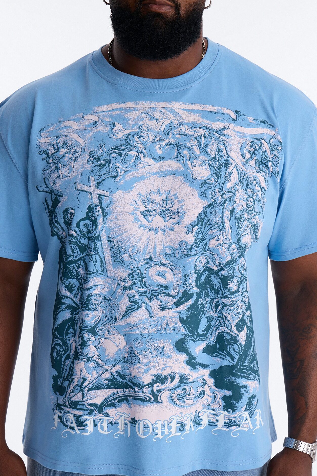 Sacred Blessing Oversized Short Sleeve Tee - Blue