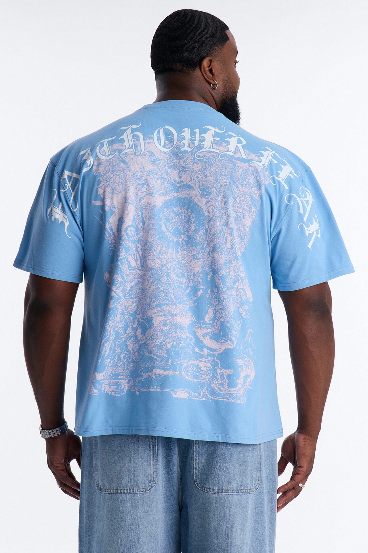 Sacred Blessing Oversized Short Sleeve Tee - Blue