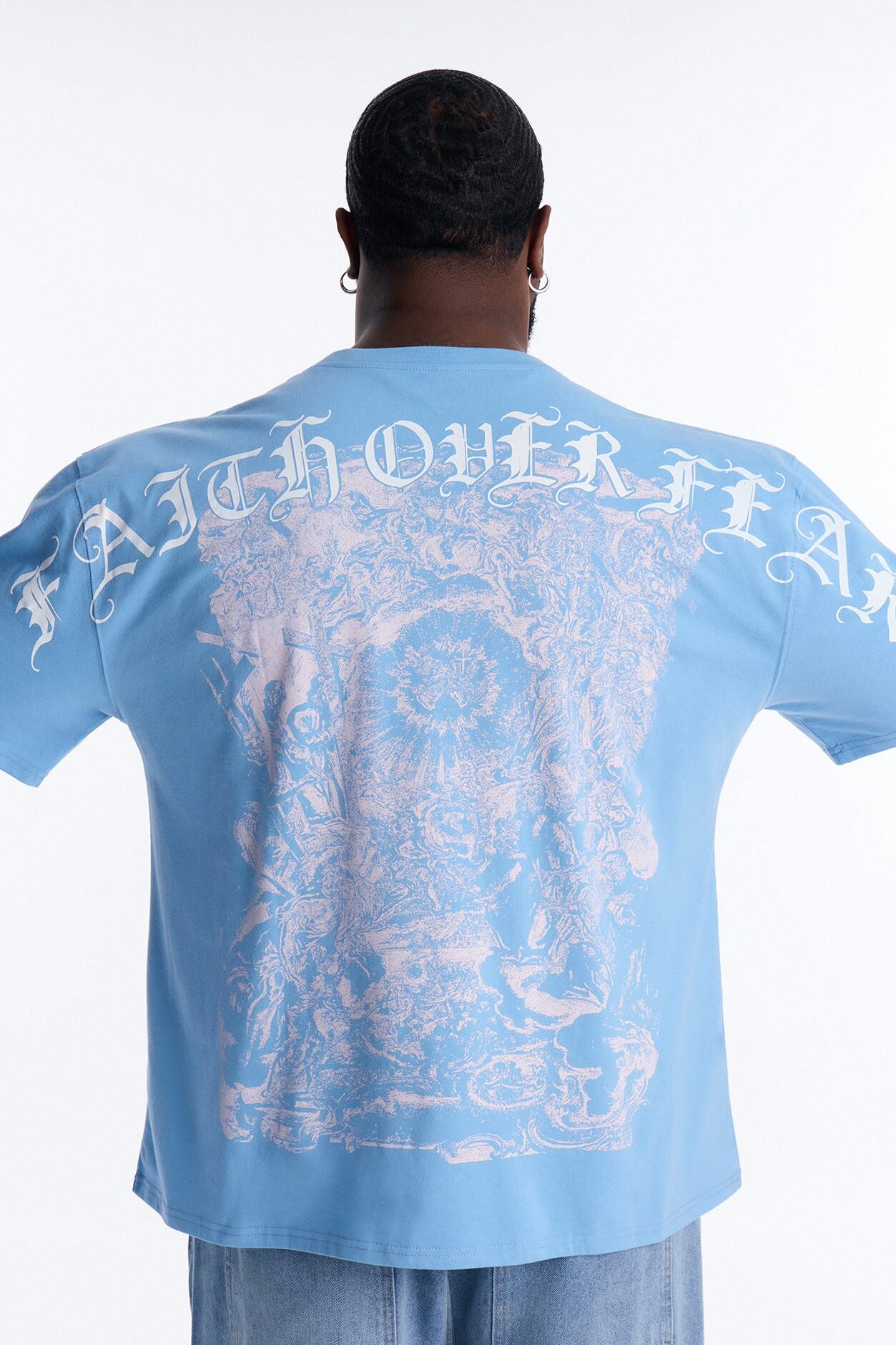 Sacred Blessing Oversized Short Sleeve Tee - Blue