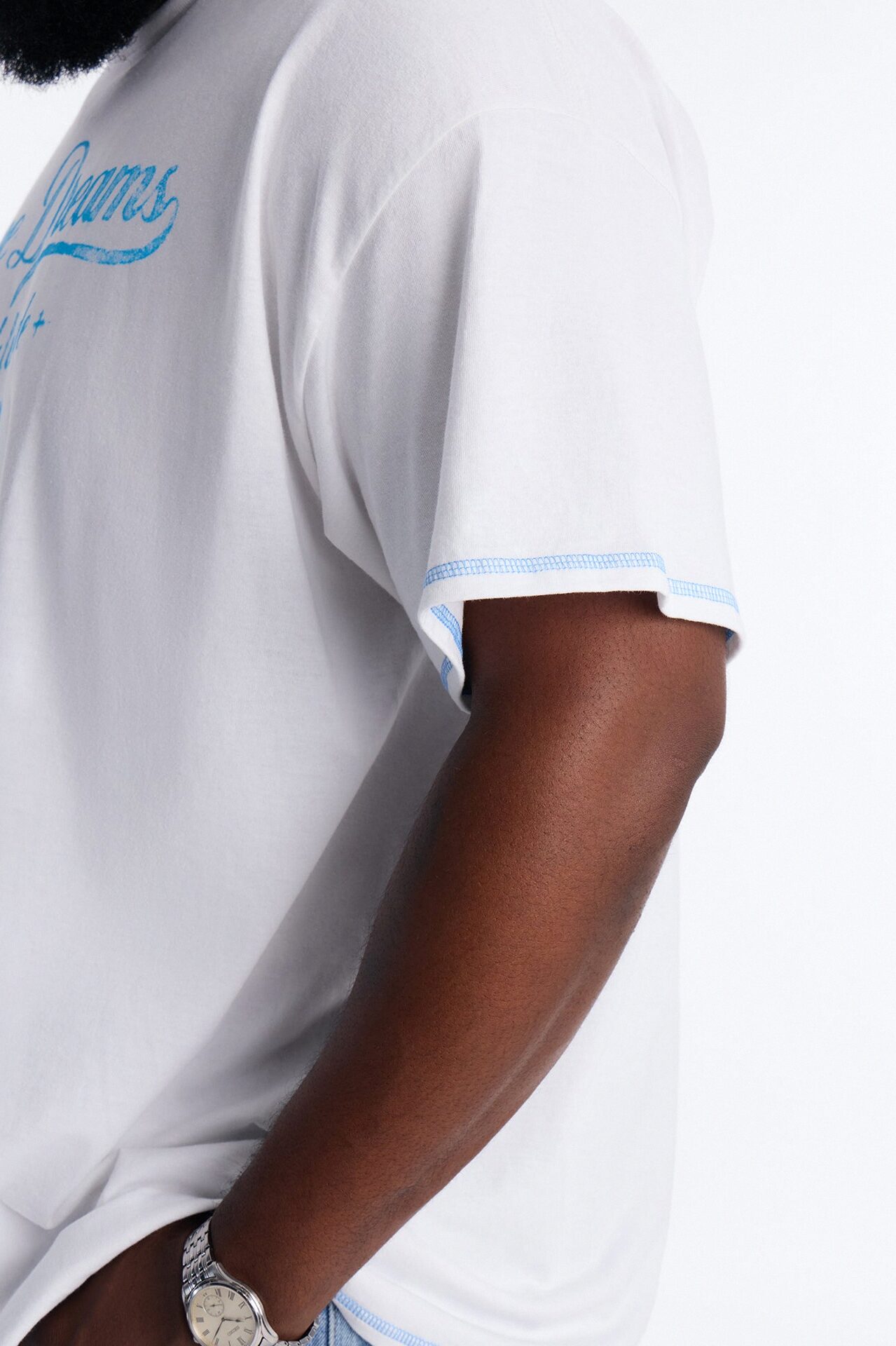 Dope Dreams Contrast Stitch Short Sleeve Tee - White