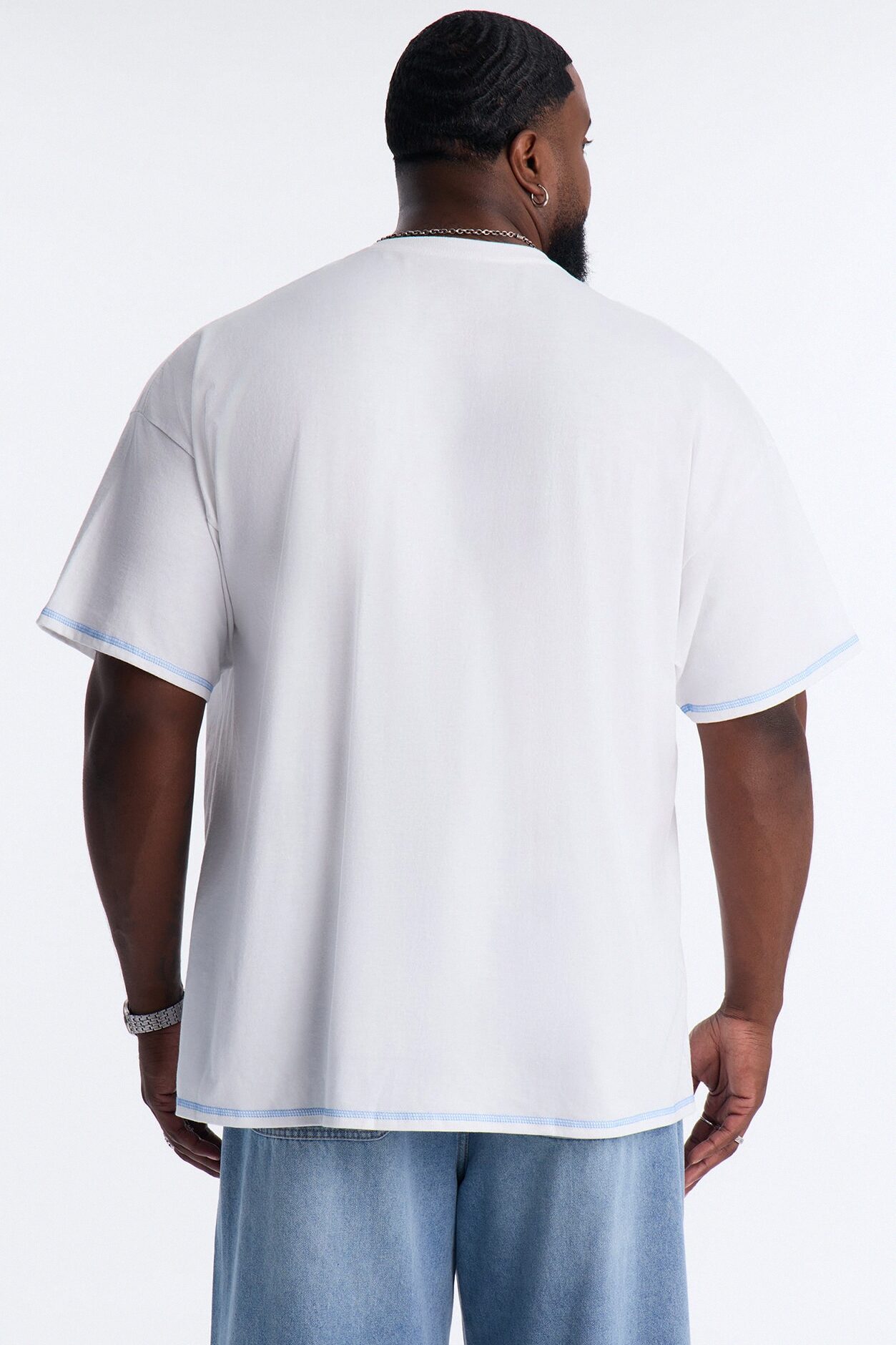 Dope Dreams Contrast Stitch Short Sleeve Tee - White