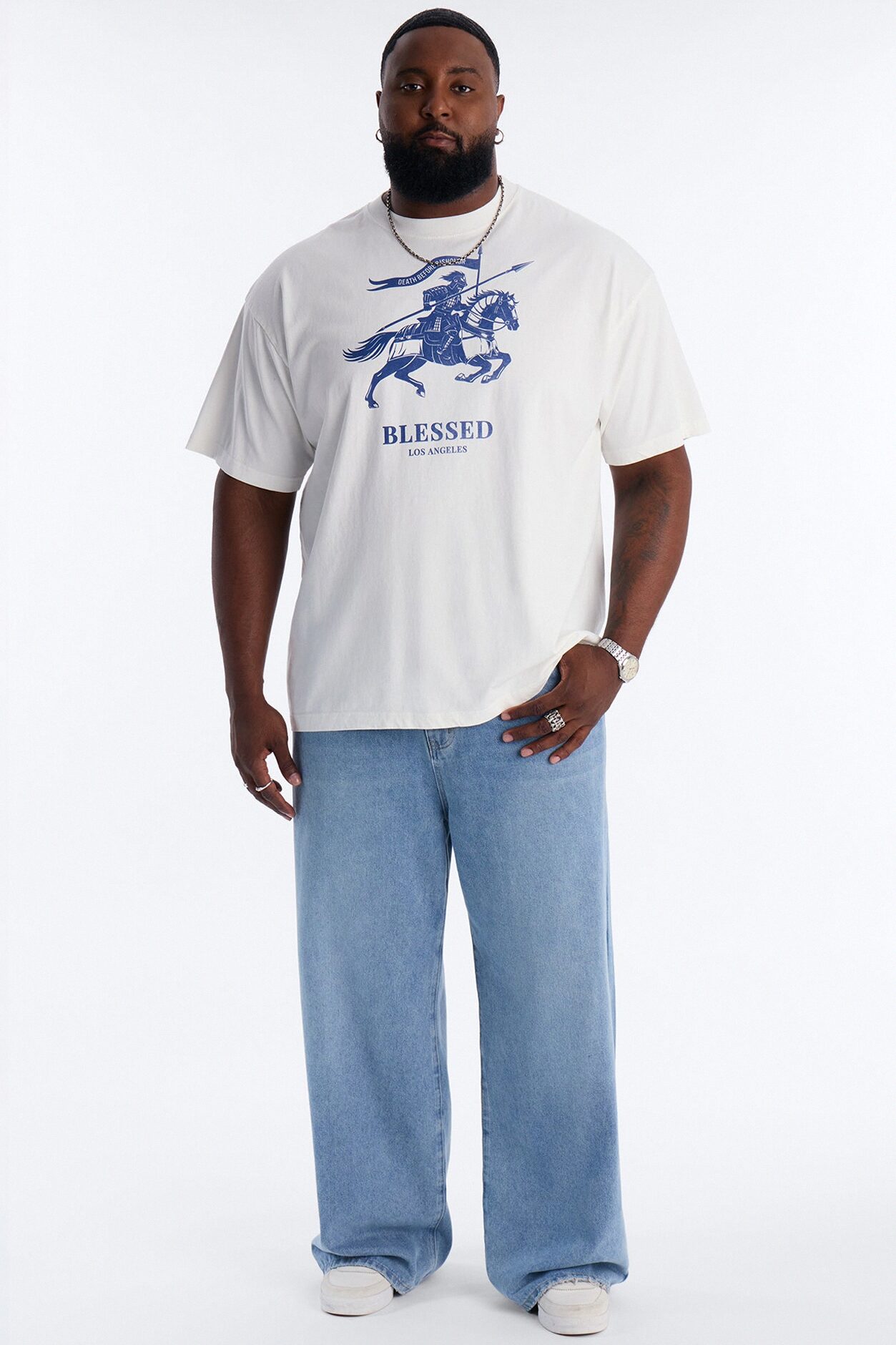 Blessed Emblem Oversized Heavy Weight Short Sleeve Tee - White