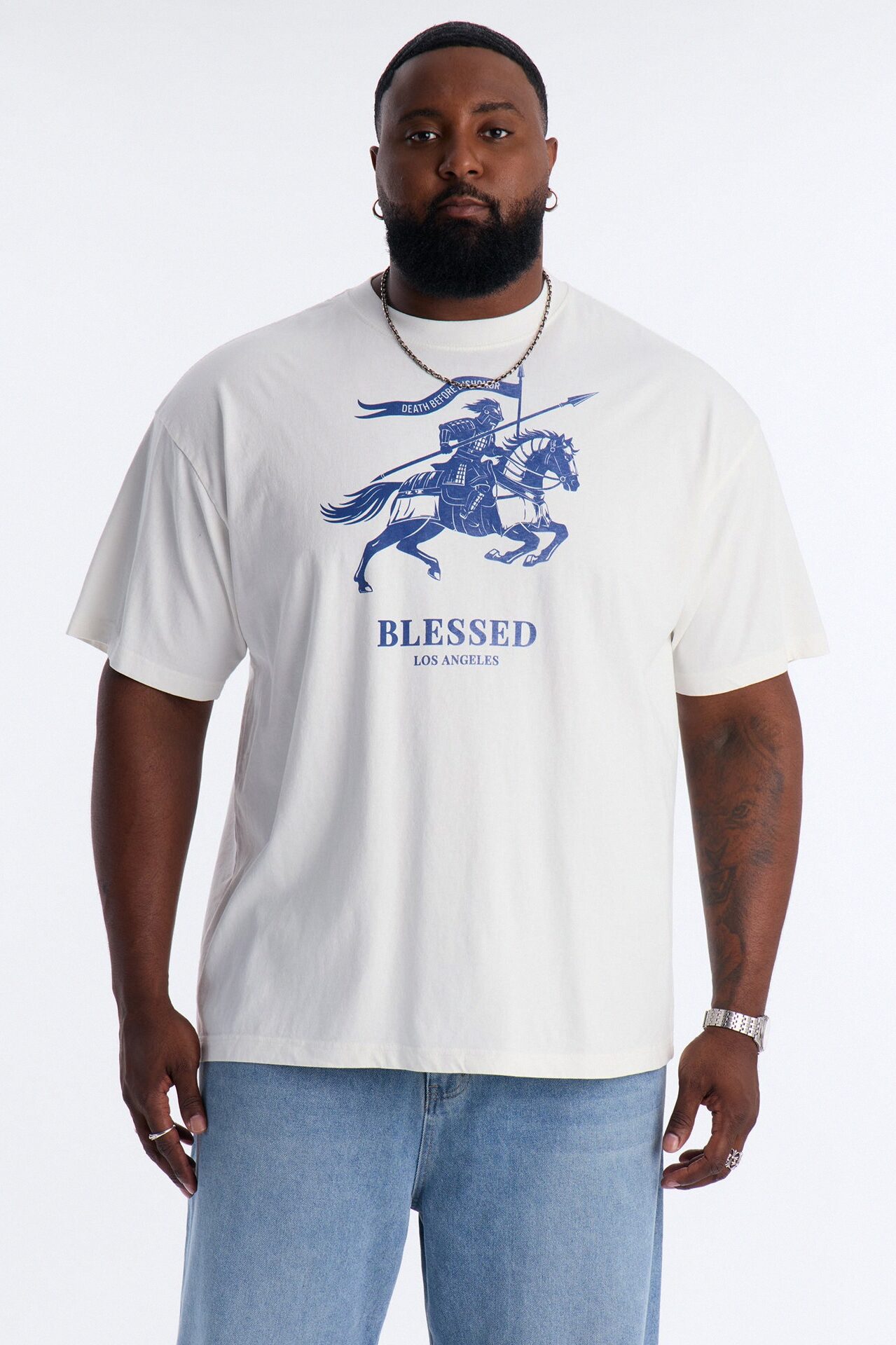 Blessed Emblem Oversized Heavy Weight Short Sleeve Tee - White