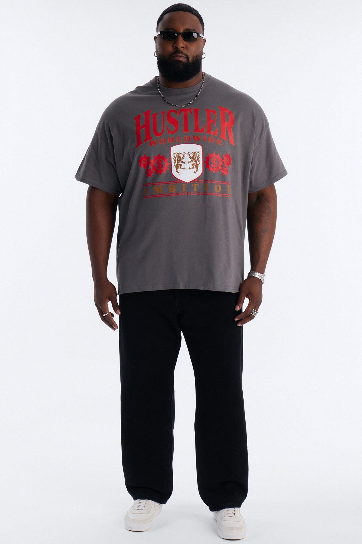 Hustler Ambition Oversized Short Sleeve Tee - Charcoal