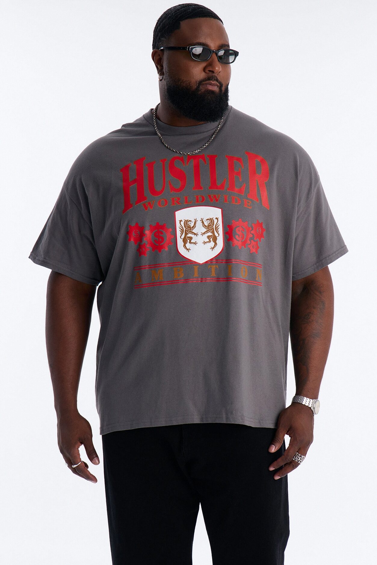 Hustler Ambition Oversized Short Sleeve Tee - Charcoal