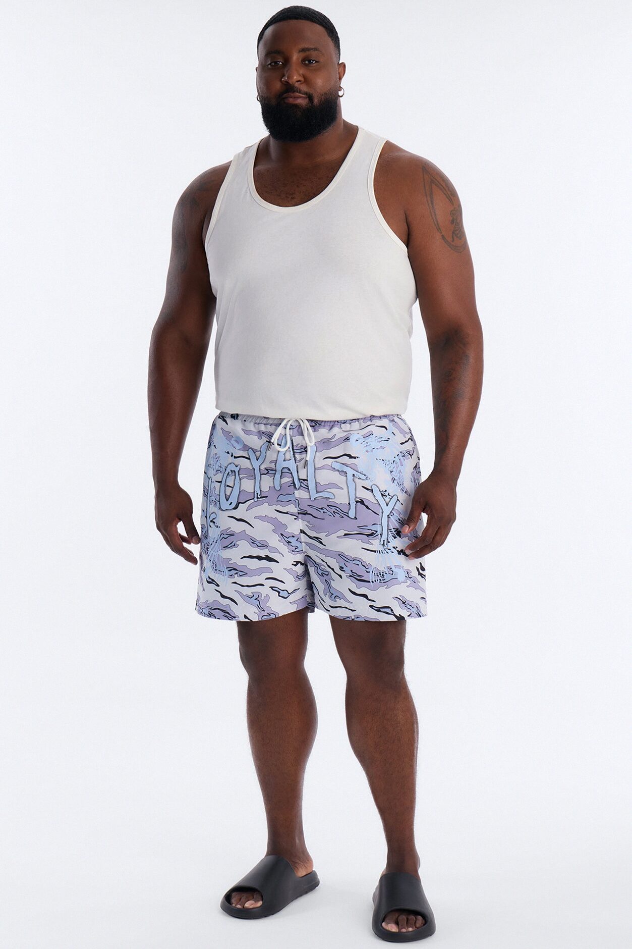 Loyalty First Camo Swim Trunk 4″ - Purple/combo