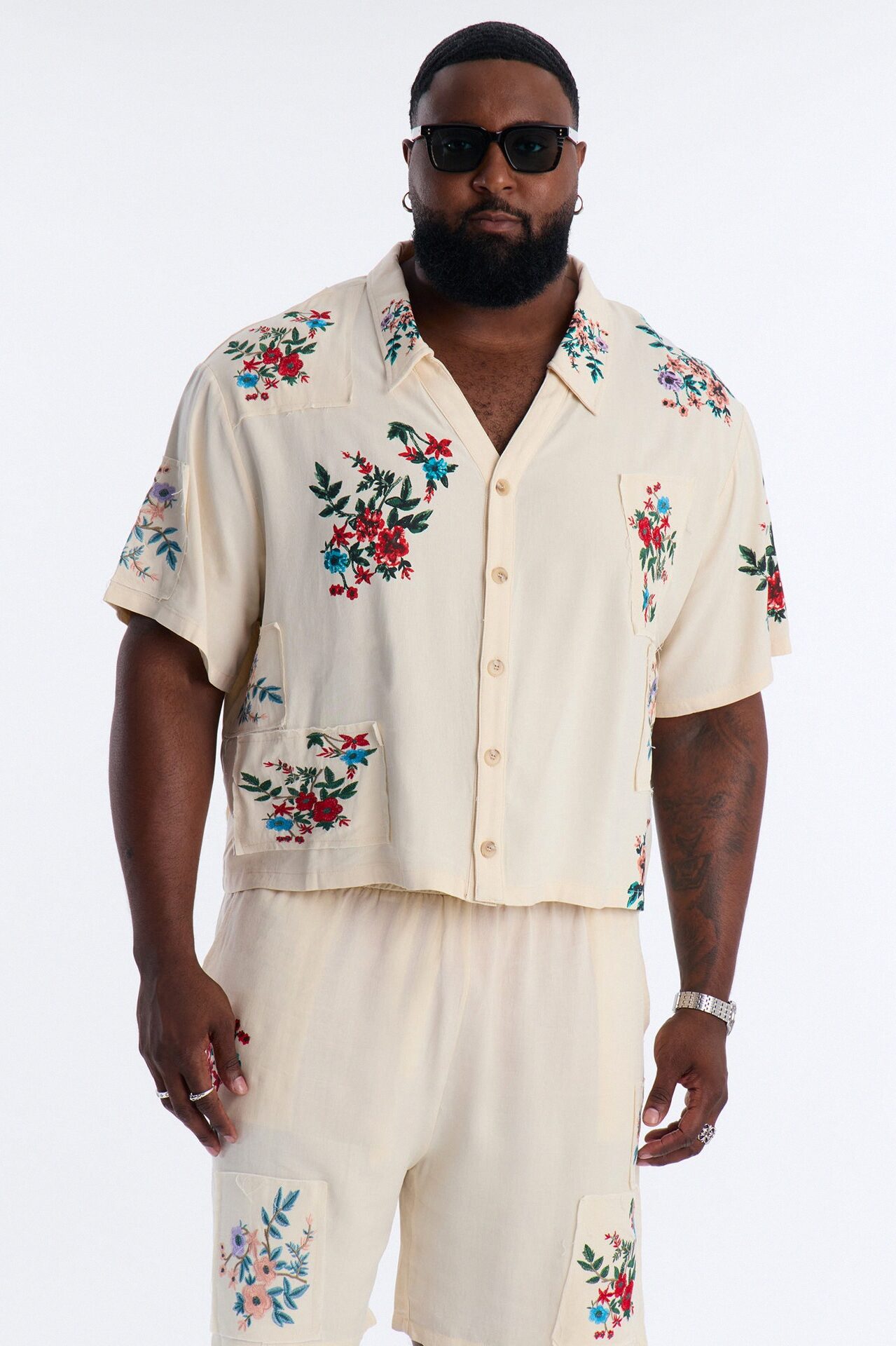 Relaxed Petals At Dusk Button Up Shirt - White/combo