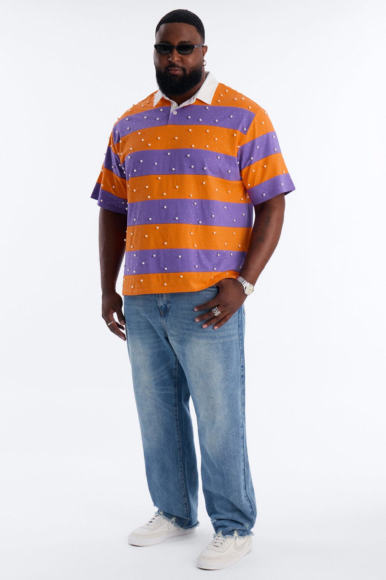 Relaxed Marginalia Pearl Stripe Polo - Orange/combo