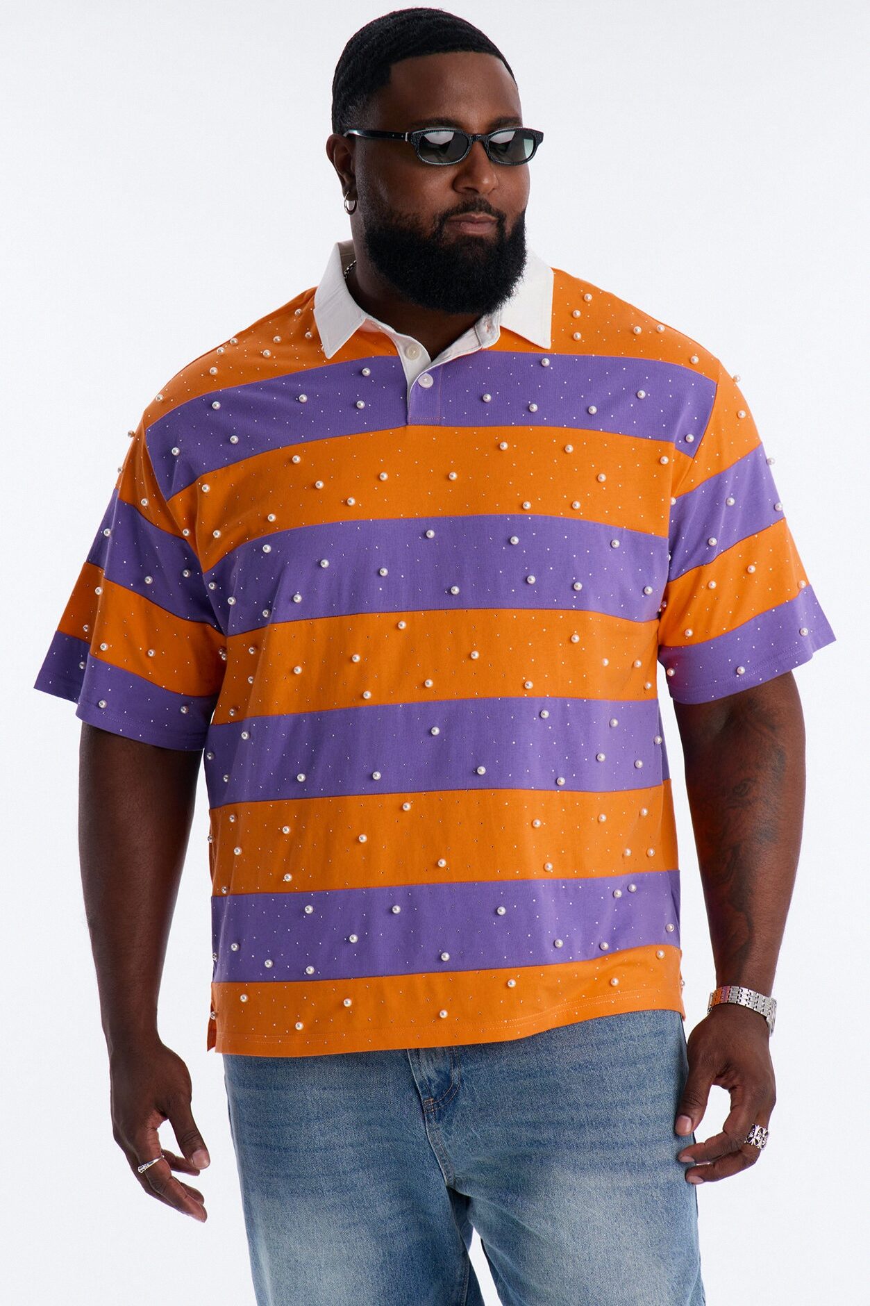 Relaxed Marginalia Pearl Stripe Polo - Orange/combo