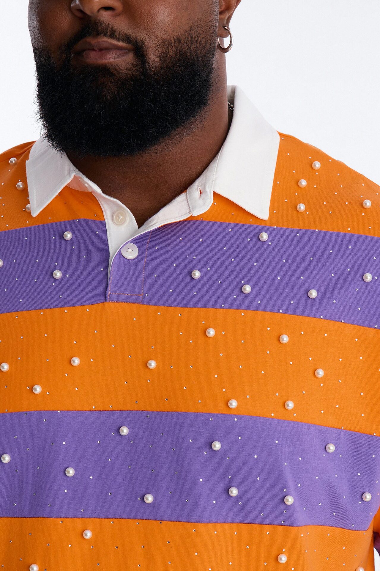 Relaxed Marginalia Pearl Stripe Polo - Orange/combo