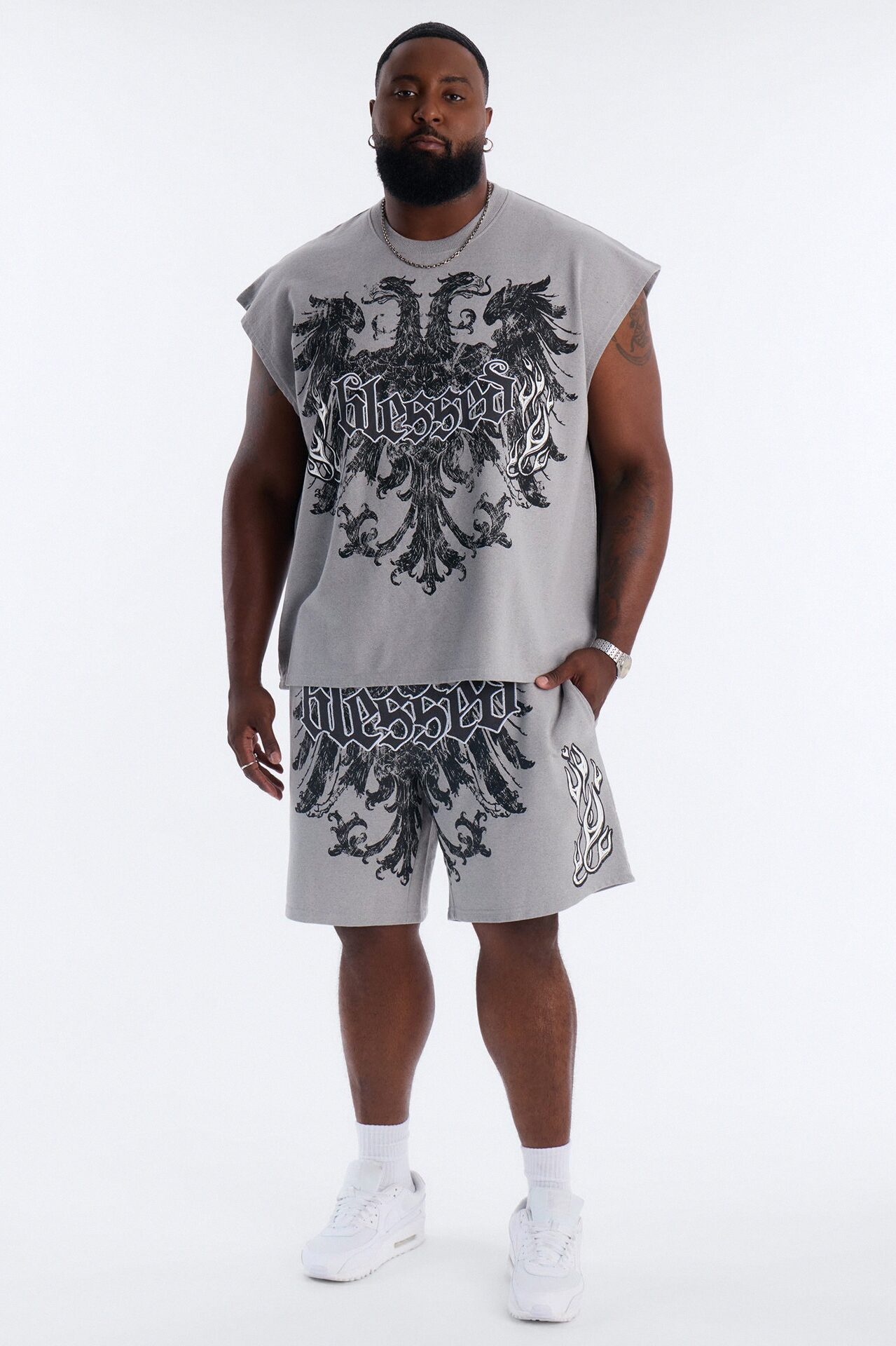 Blessed Redemption Patch French Terry Muscle Tee - Grey