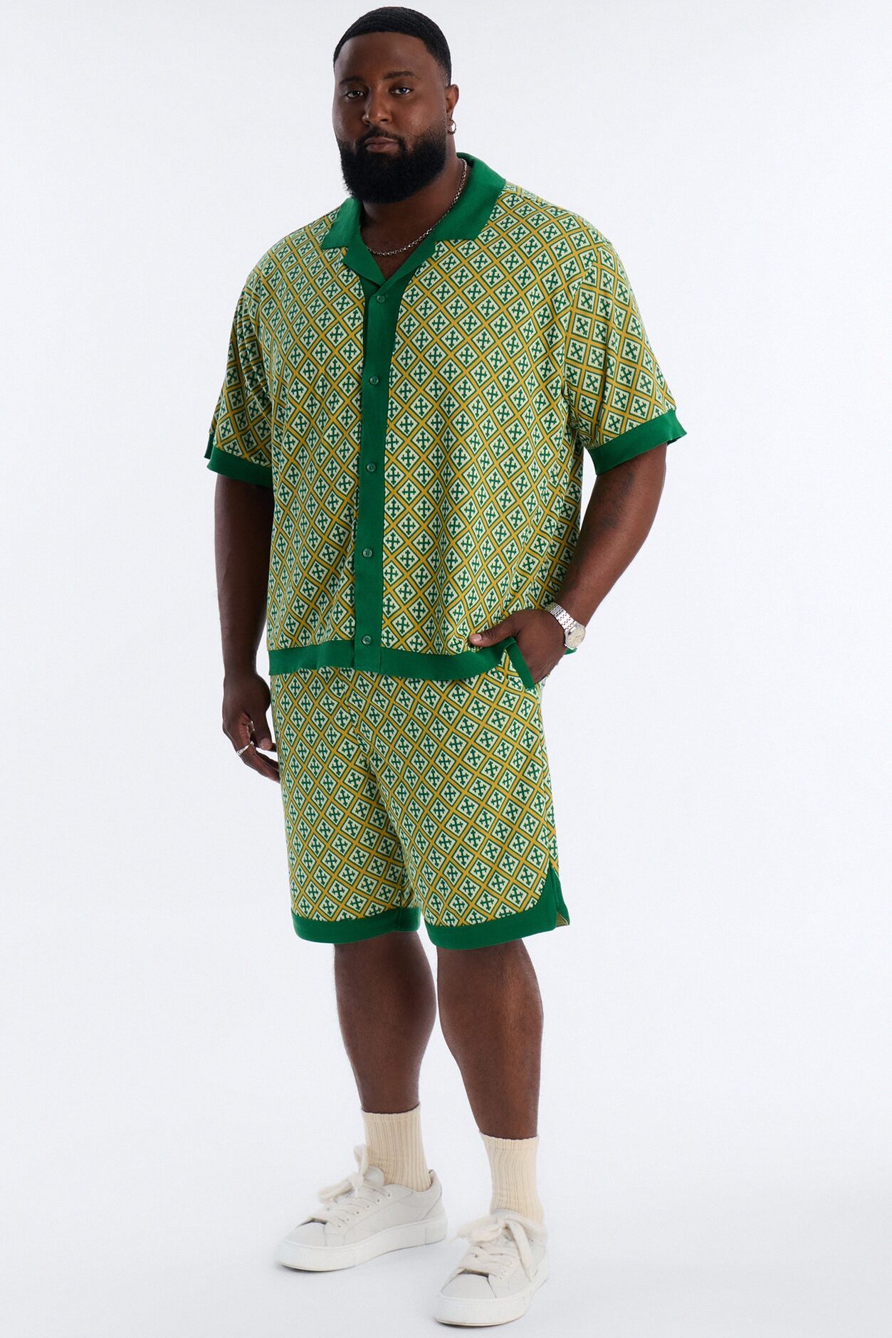 Relaxed Tunis Medina Jacquard Short - Green
