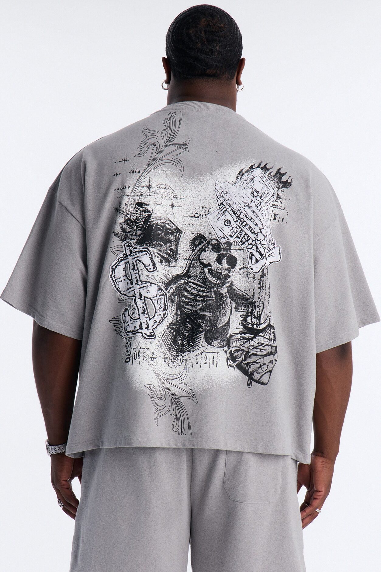 Chosen One Patch Oversized French Terry Tee - Grey