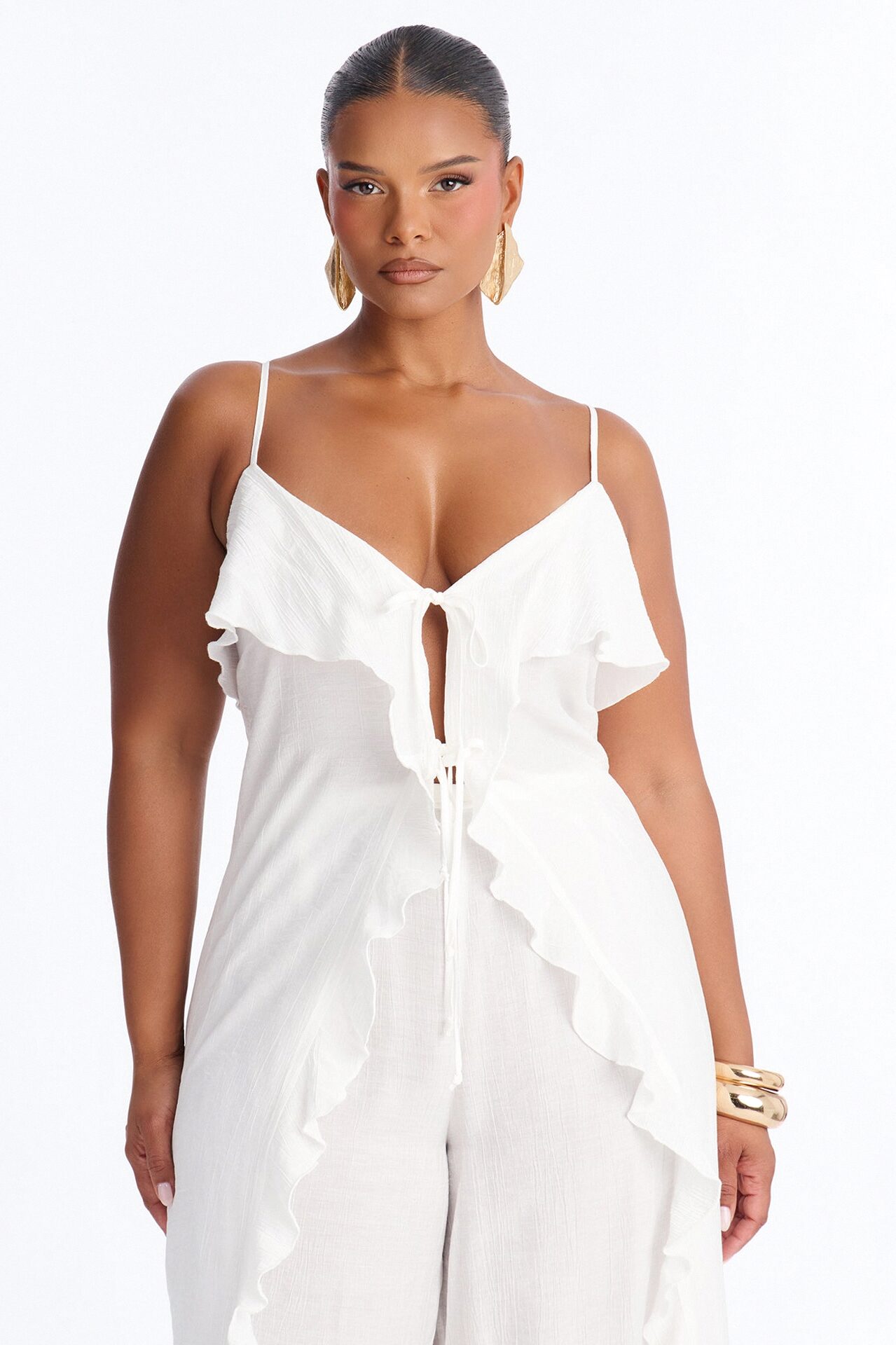 Gabriela Ruffle Pant Set - White
