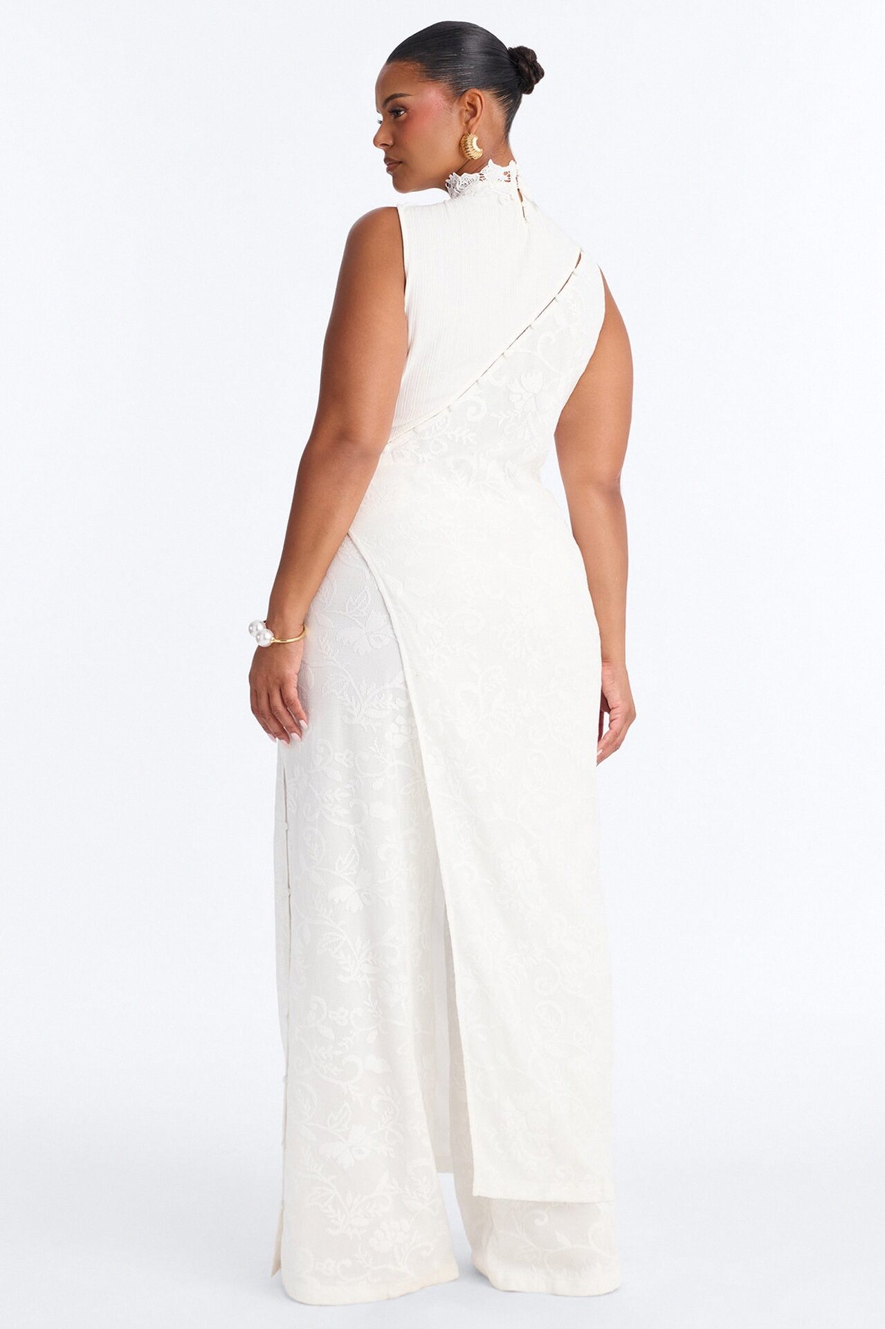 Modern Grace Sleeveless Lace Pant Set - Off White