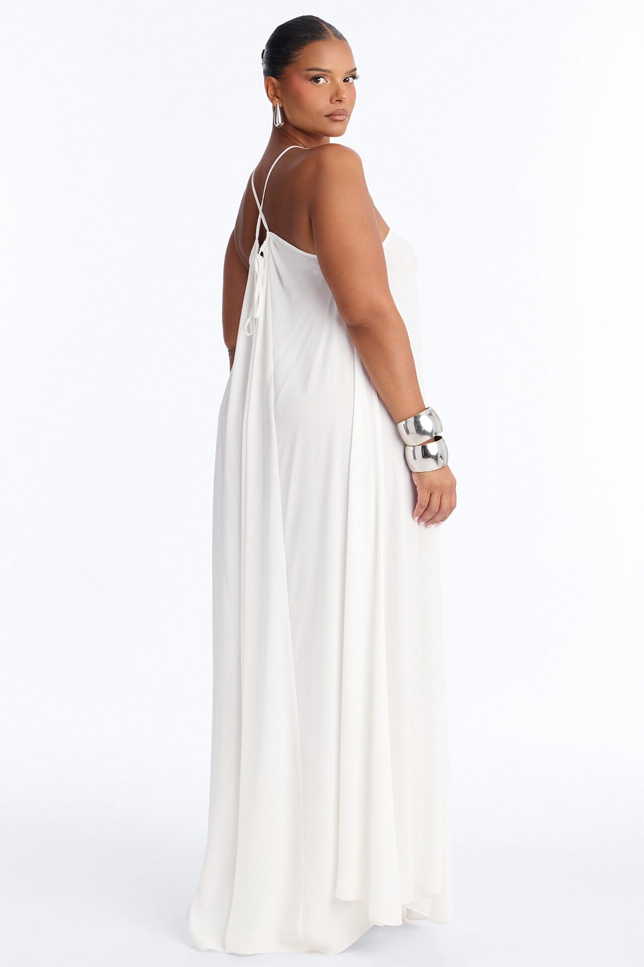 Amara Flowy Chiffon Maxi Dress - White