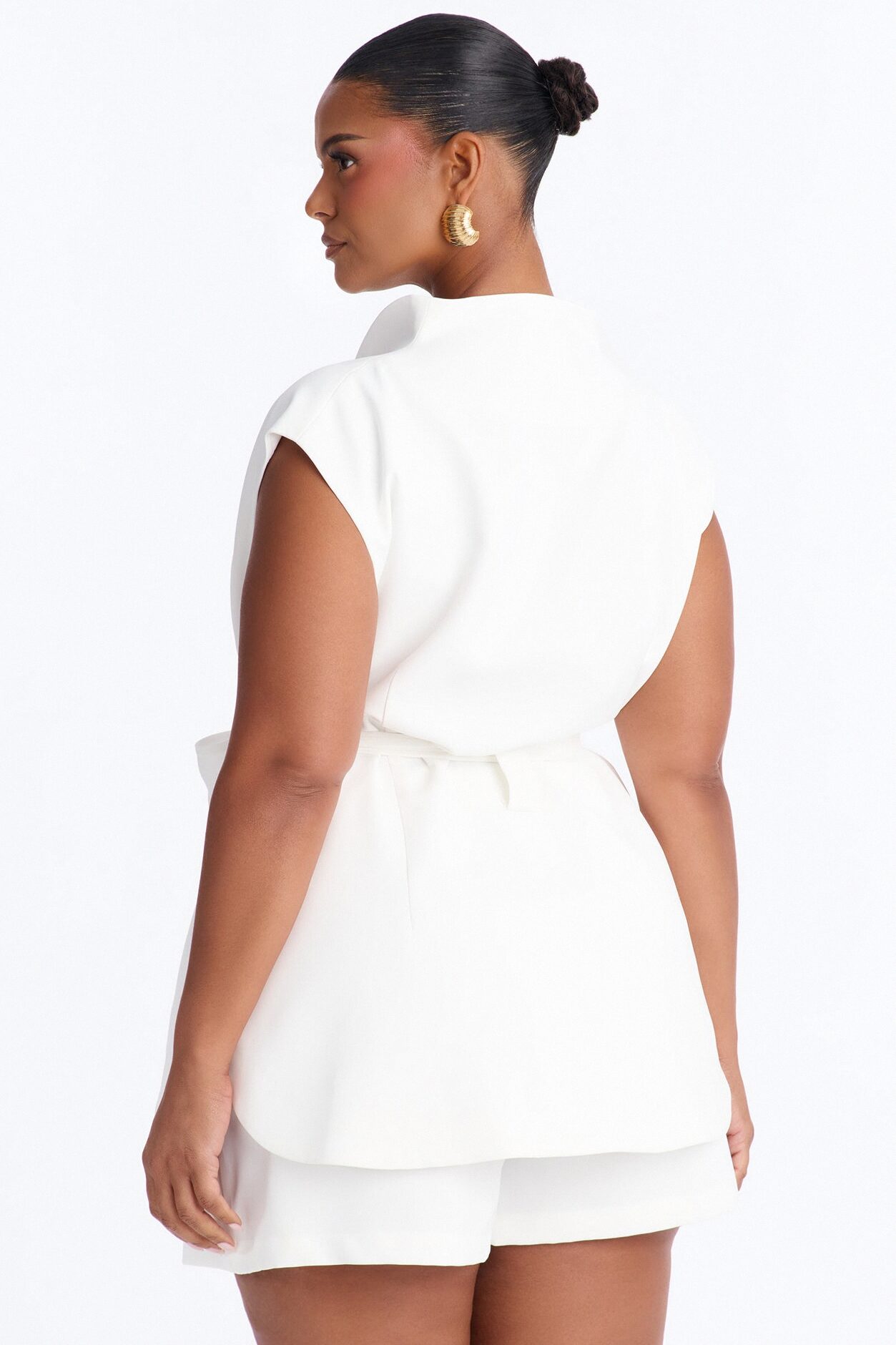 Aspen Belted Crepe Short Set - Ivory
