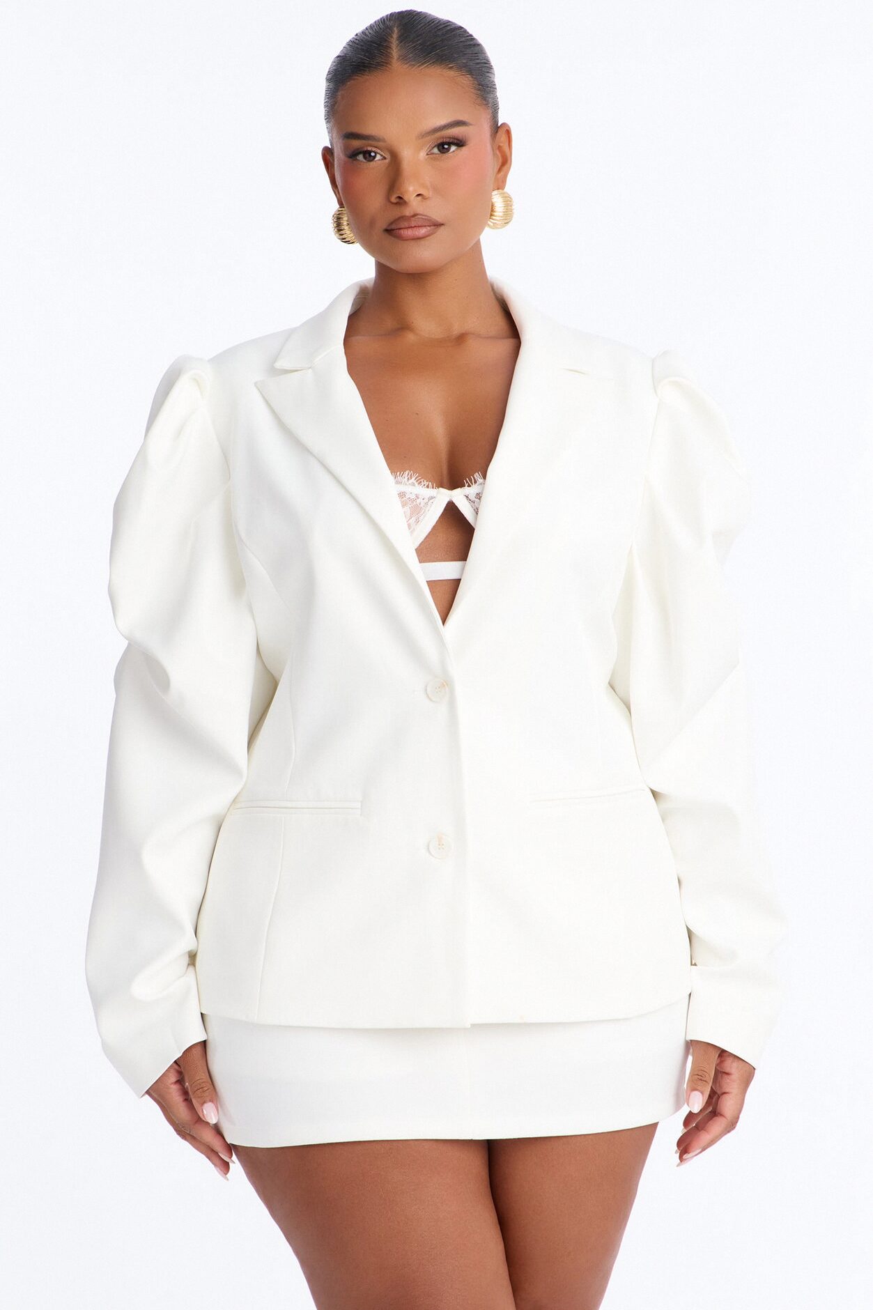 Make a Statement Puff Sleeve Blazer - White