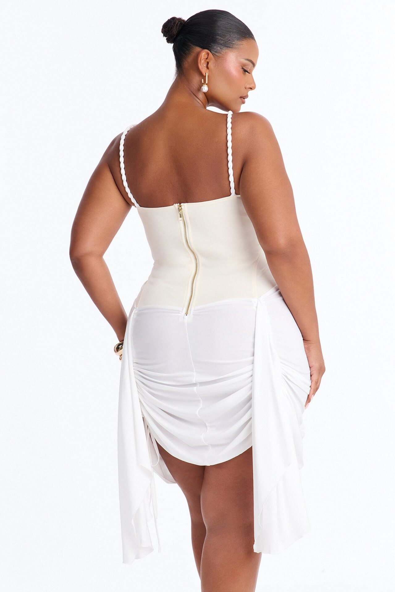 Karina Corset Waist Micro Mini Dress - White/combo