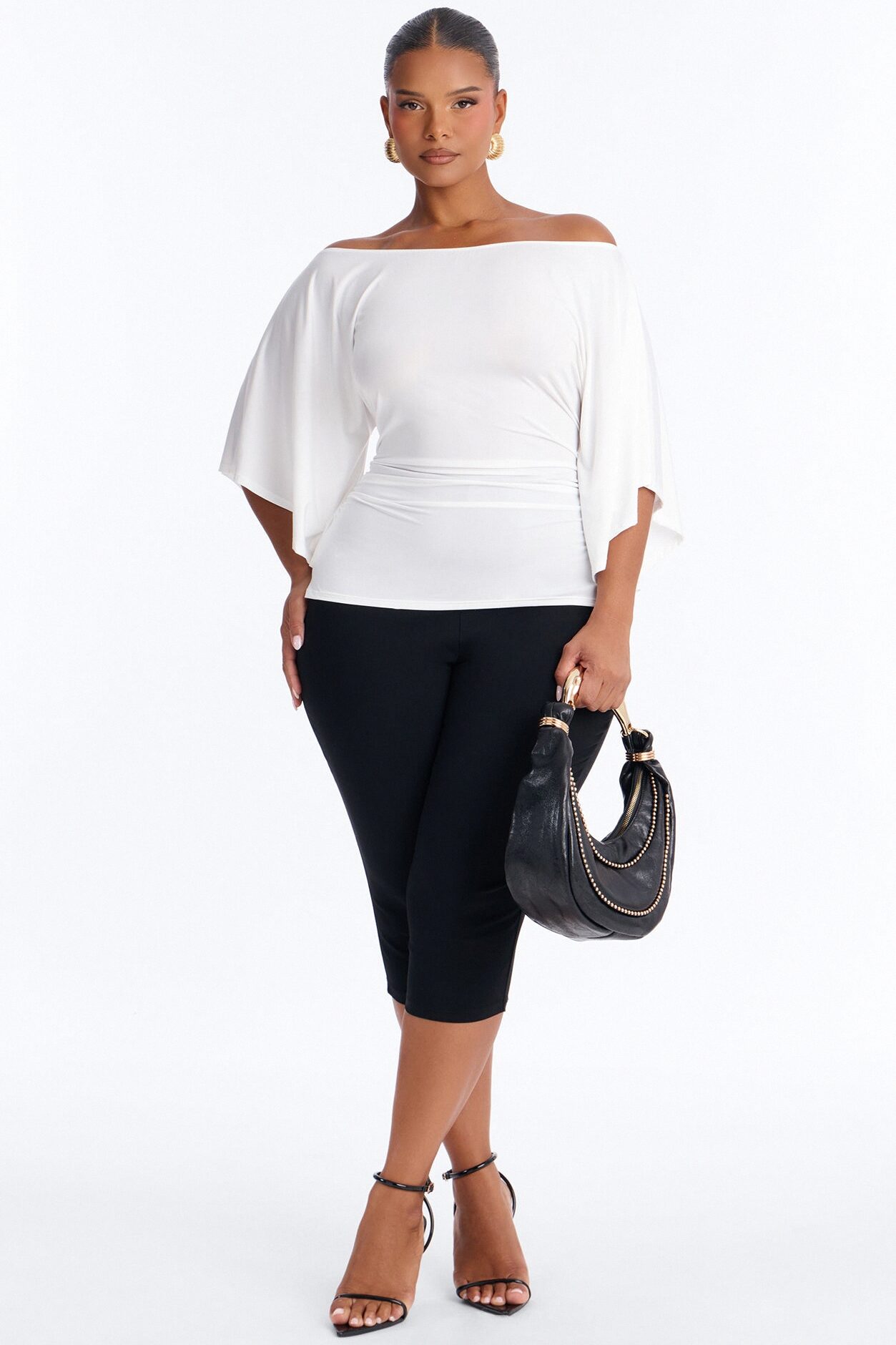 Cierra Cinched Waist Short Sleeve Top - White