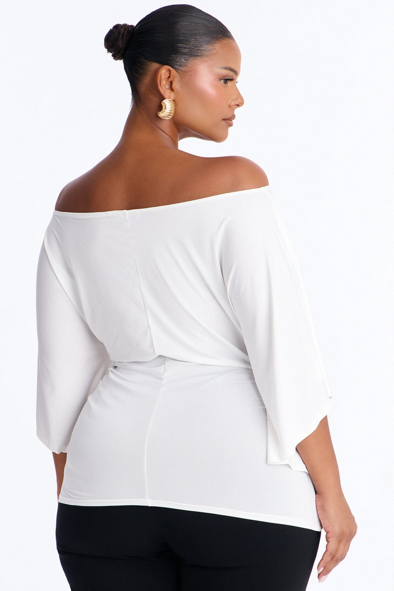 Cierra Cinched Waist Short Sleeve Top - White