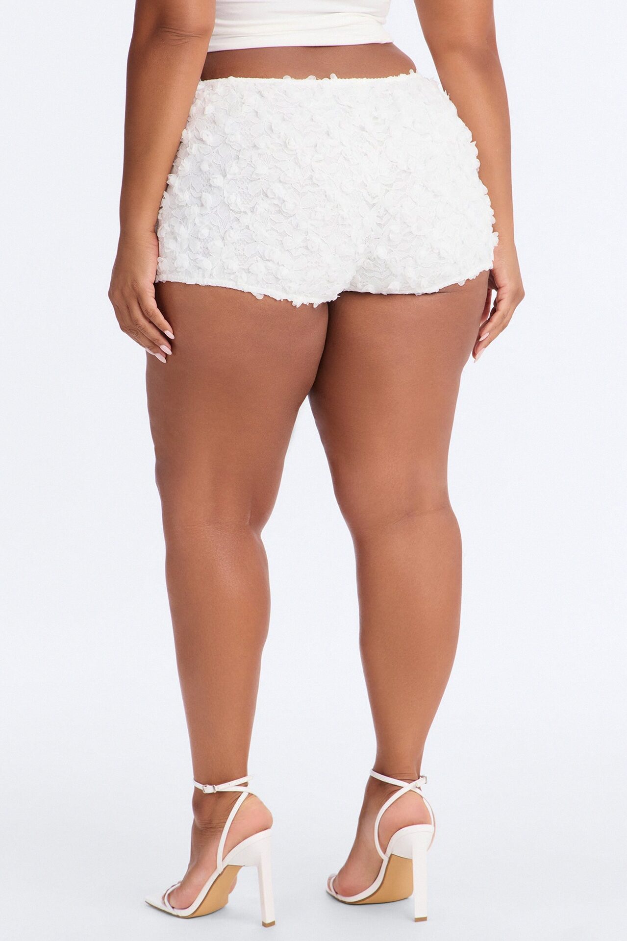 Camille Low Rise Rosette Bubble Hem Micro Short - Ivory