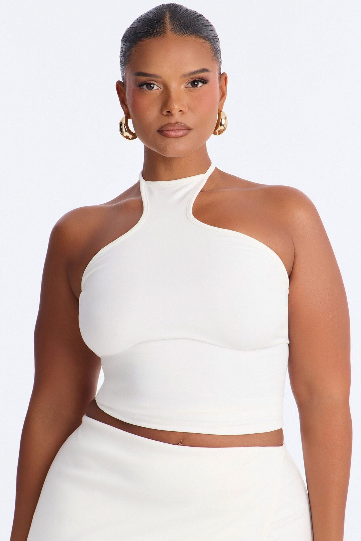 After Hours Sleeveless Halter Top - White