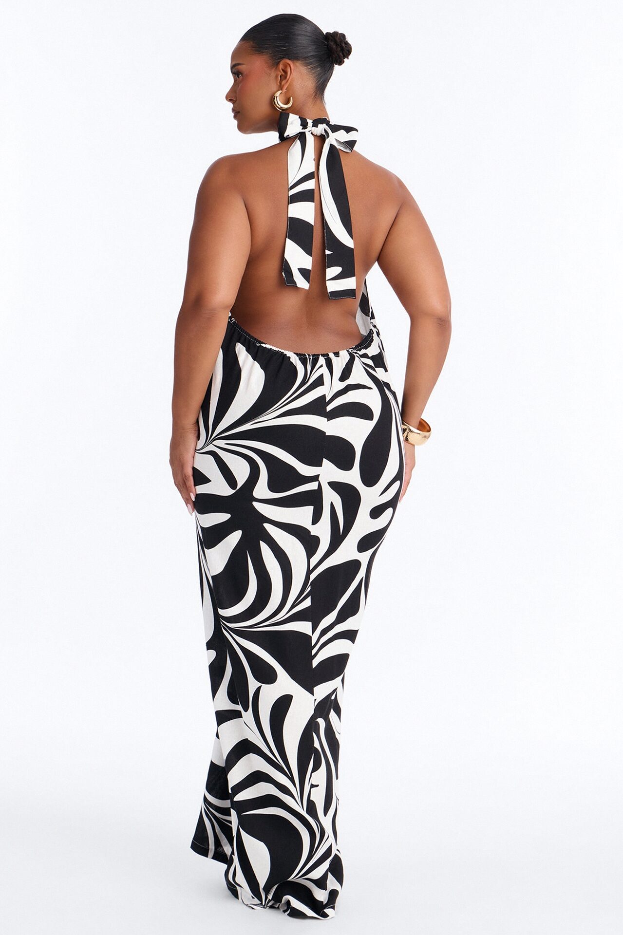 Jazlyn Printed Linen Maxi Dress - Black/combo