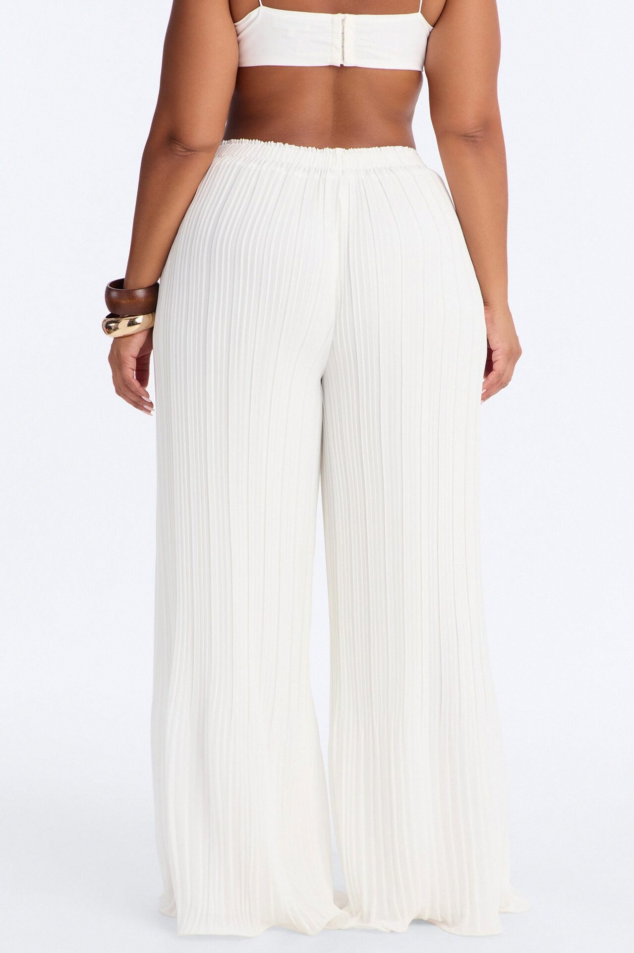 Jessica Plisse Wide Leg Elasticated Pant - White