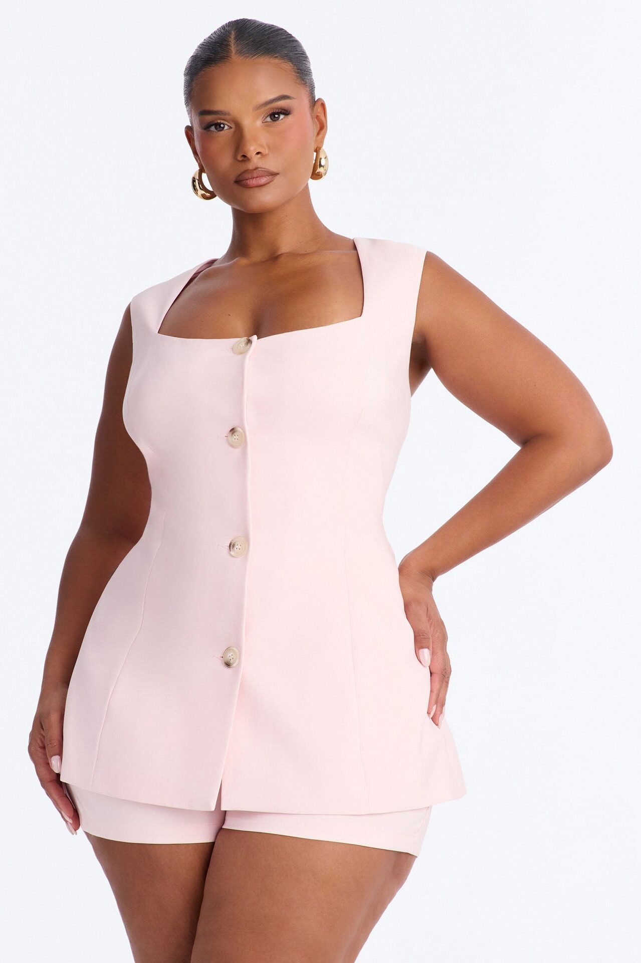 Janet Sleeveless Romper - Pink