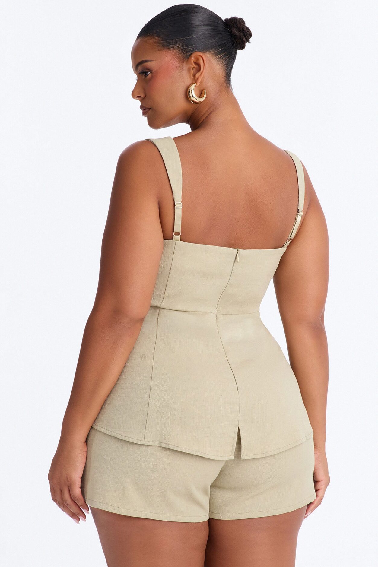 Isla Linen Sleeveless Romper - Olive
