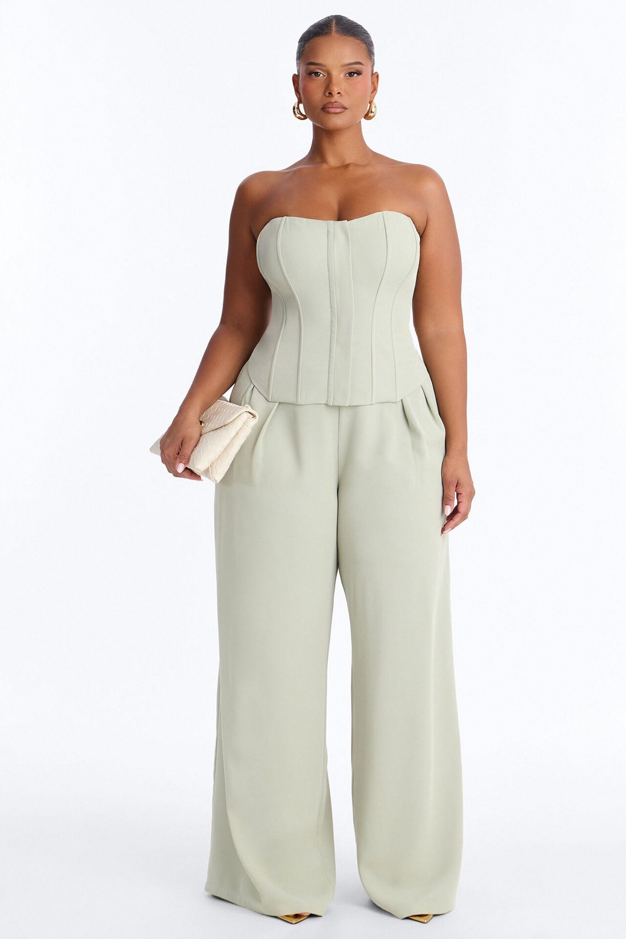 Greta Corset Pant Set - Sage