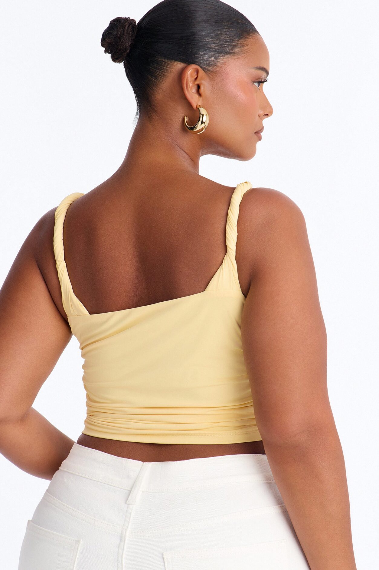 Sweetest Vibe Twist Ruched Tank Top - ButterYellow