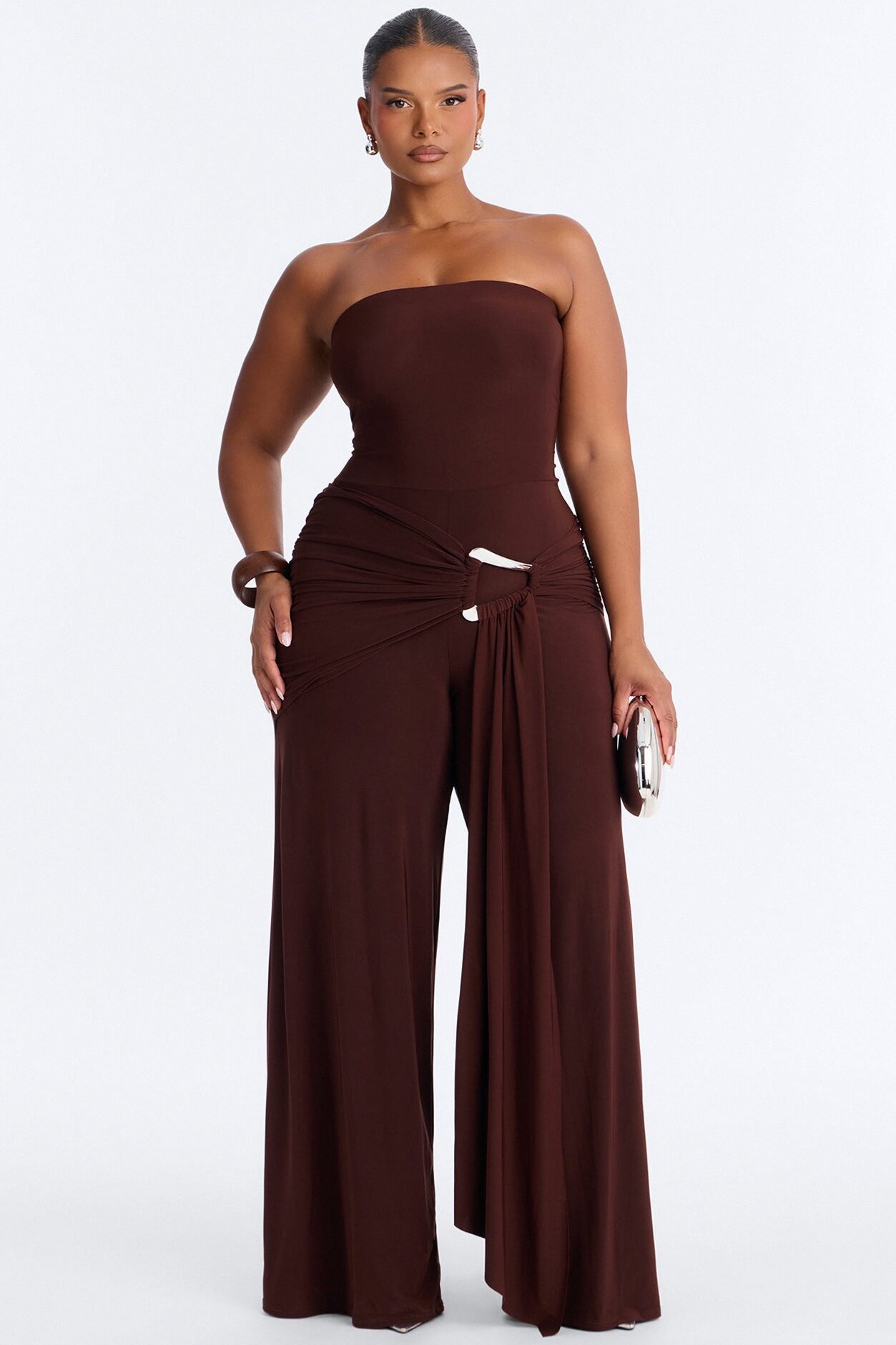 Heat Check Wide Leg Jumpsuit - Chocolate