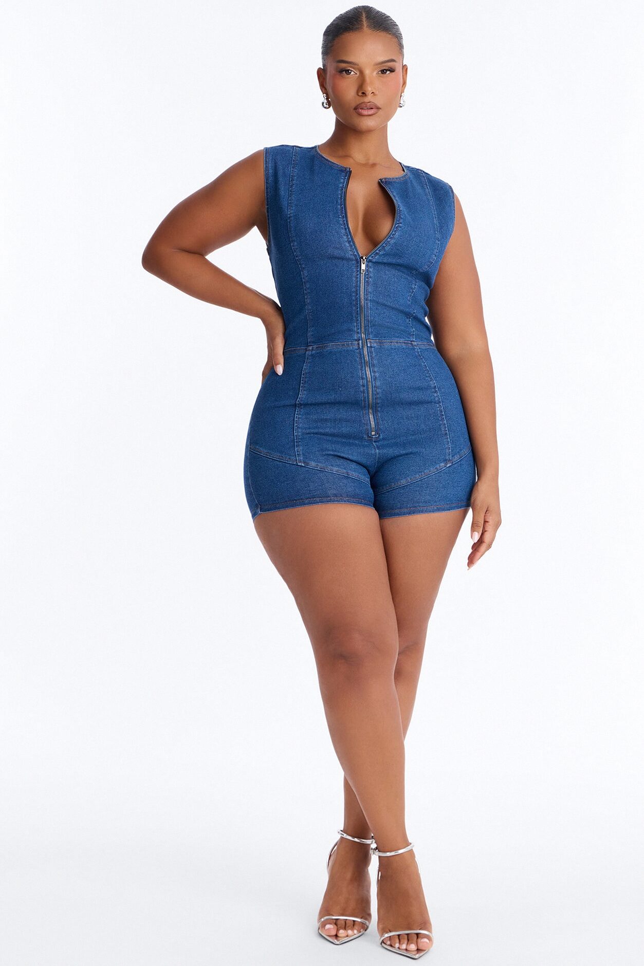 Denim Daydream Romper - Dark Wash