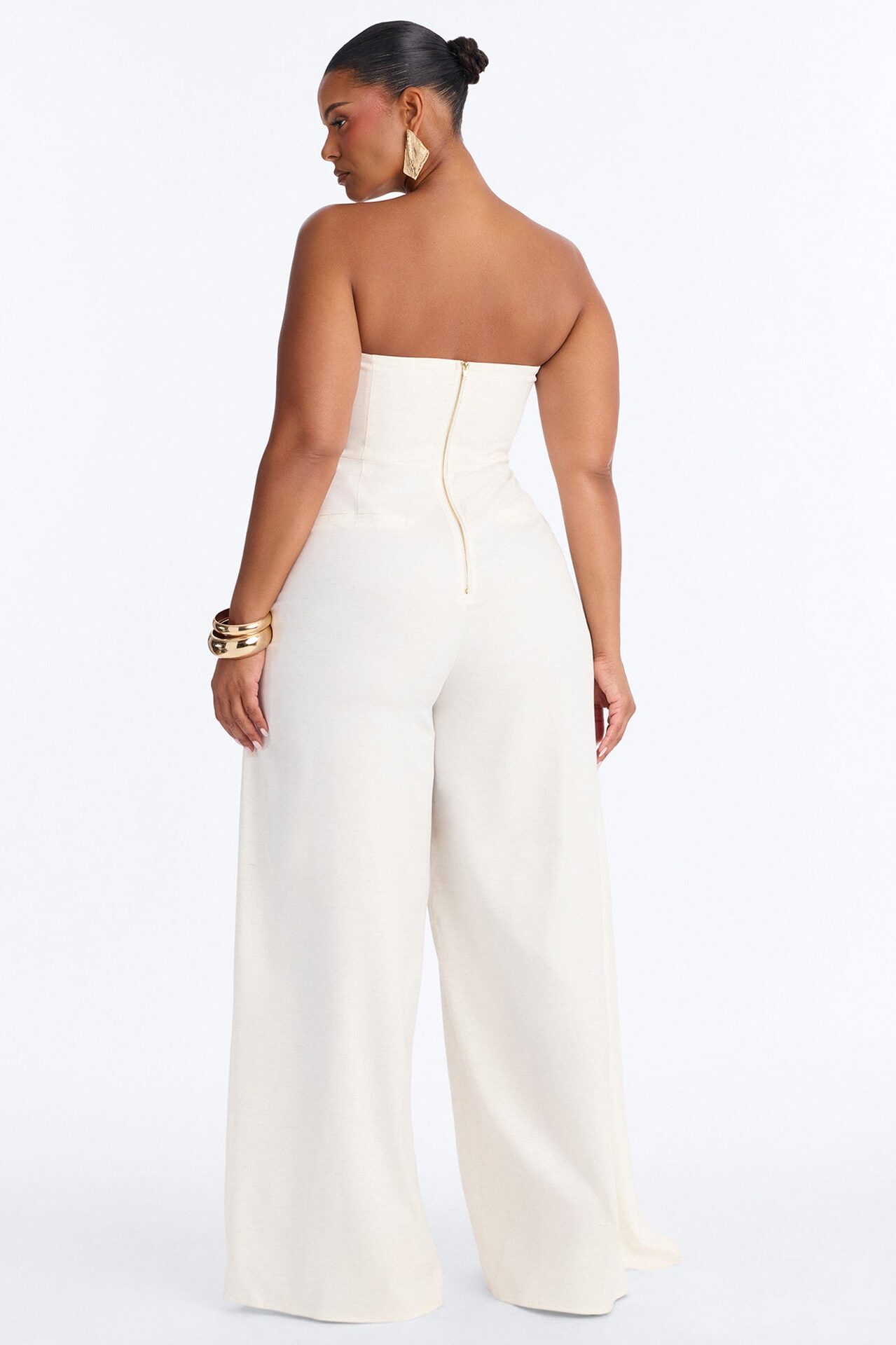 Cyynthia Draped Strapless Jumpsuit - Oatmeal