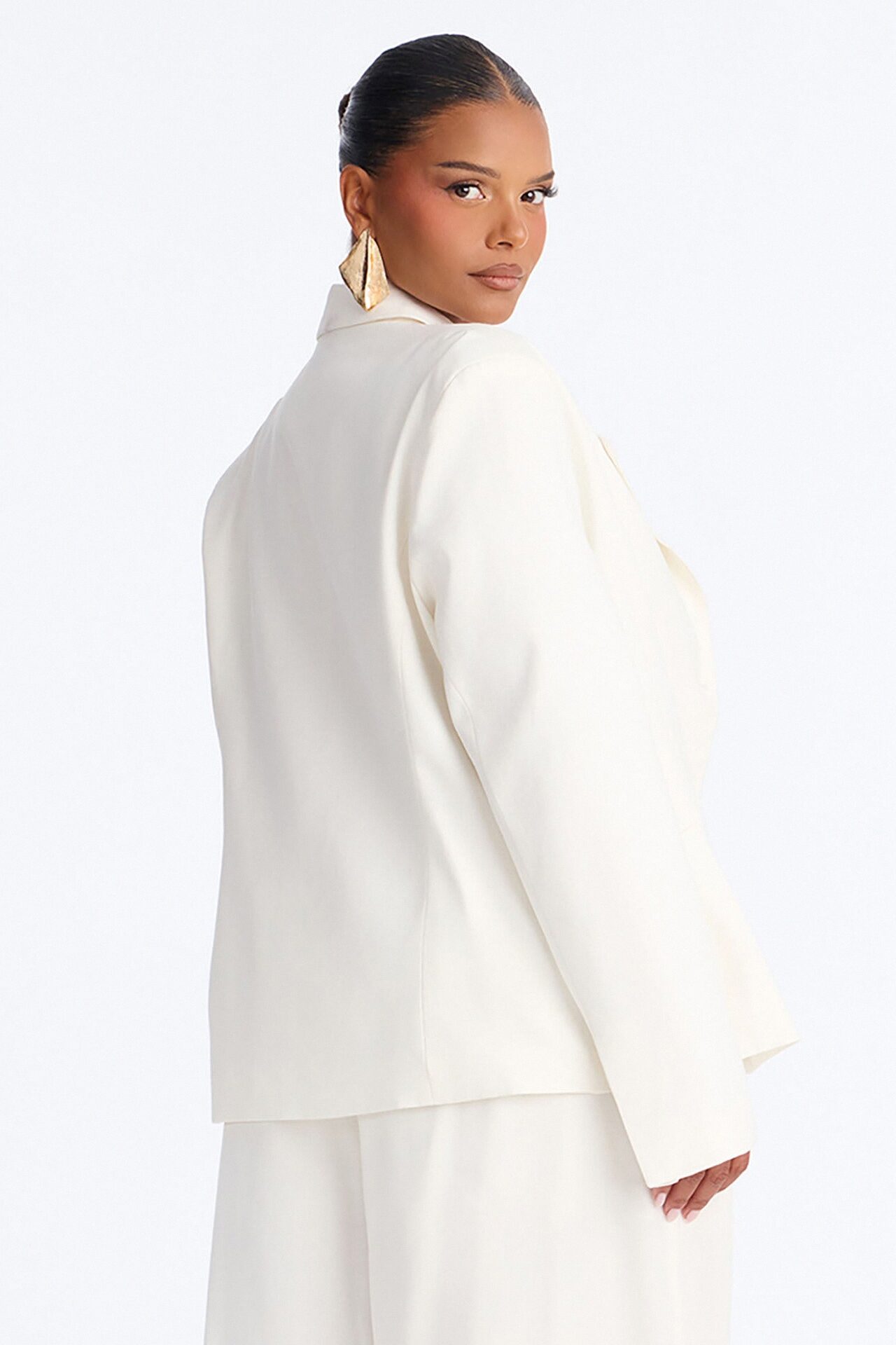 Elyse Linen Fitted Blazer - White