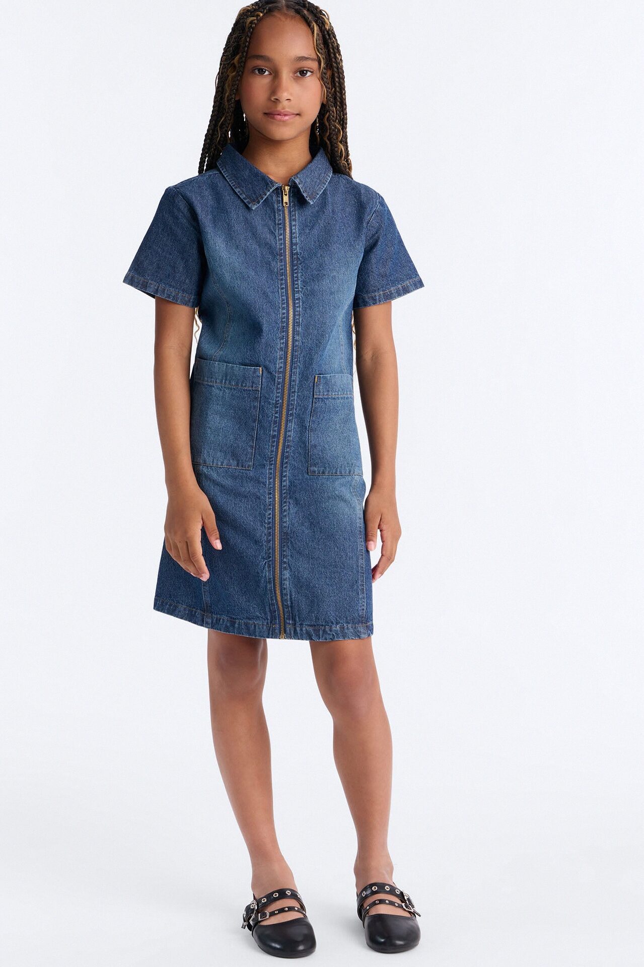 Mini I Wanna Know Denim Dress - Dark Wash