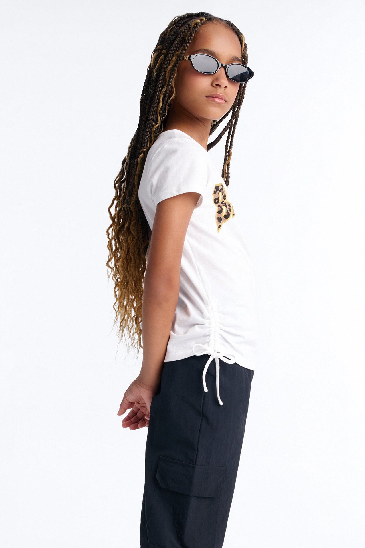 Mini Baddie Behavior Parachute Pant Set - White/Black