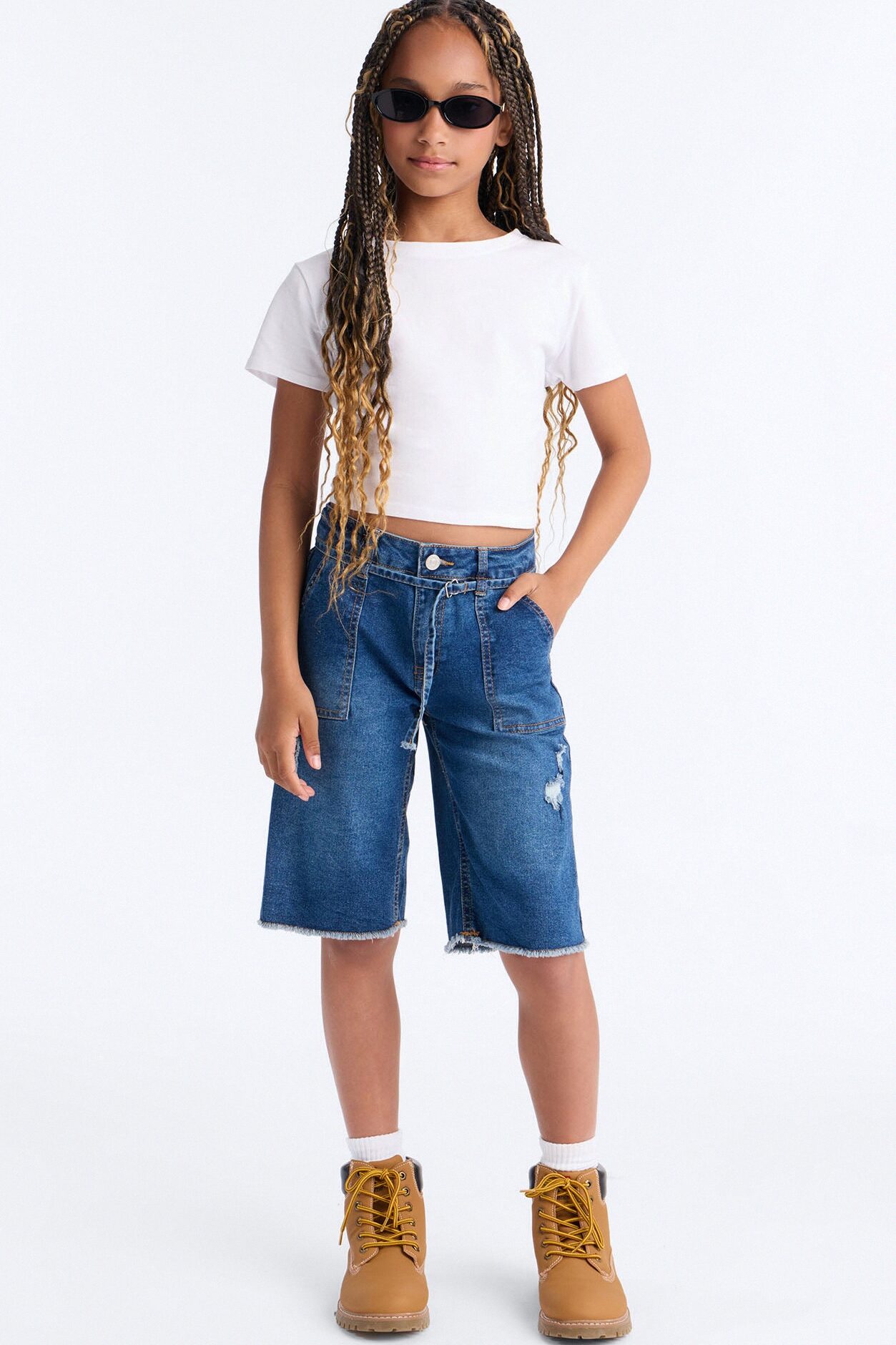 Mini Worth It In The End Jorts - Medium Wash