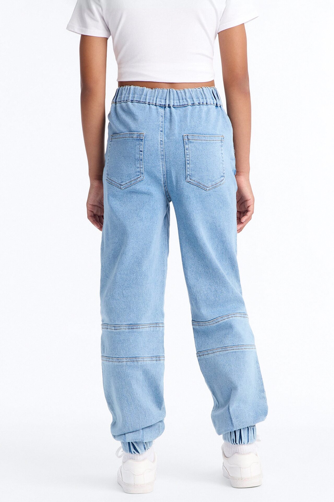 Mini Into It Cargo Denim Jogger - Light Wash