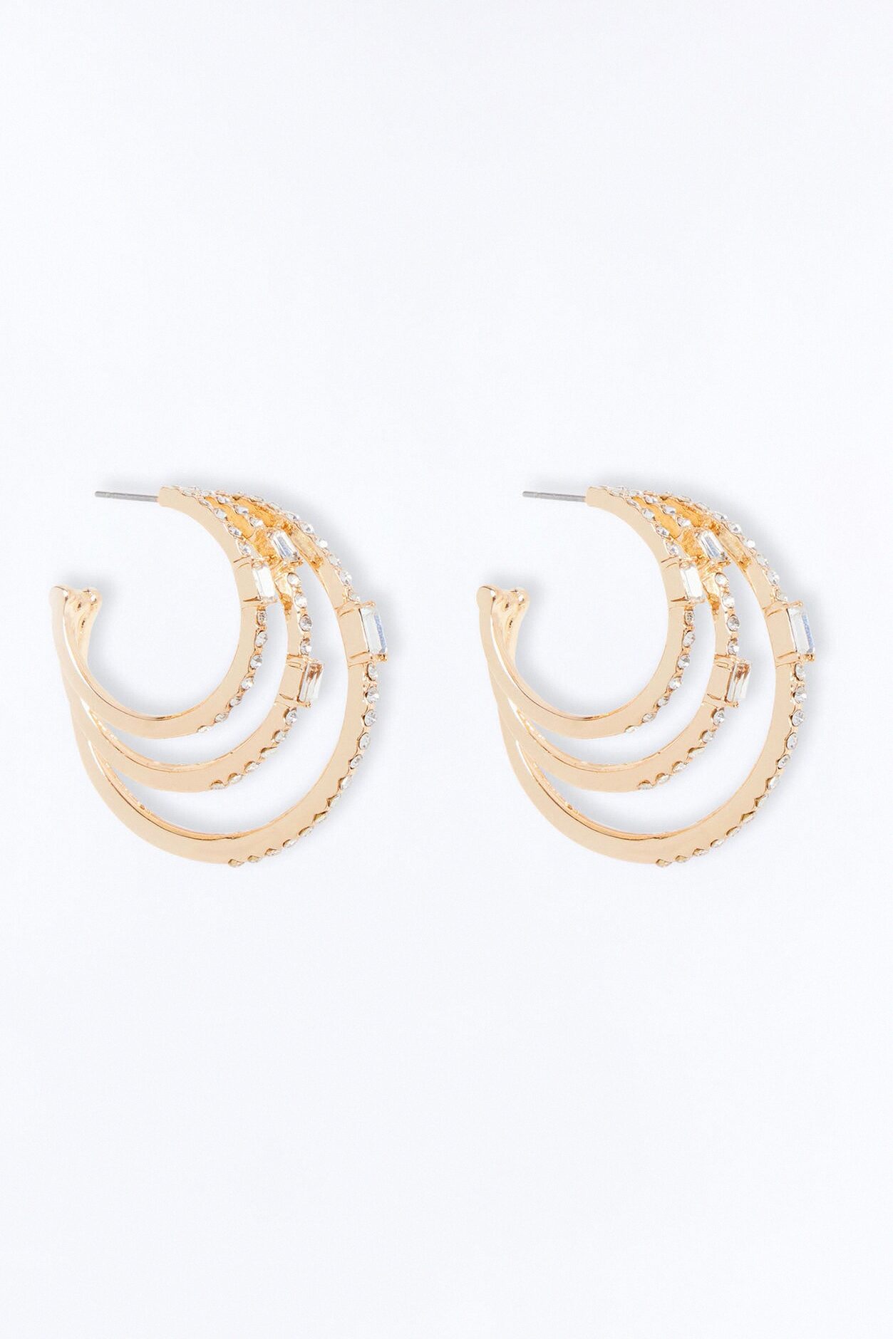Need You Rhinestone Hoop Earrings - Gold