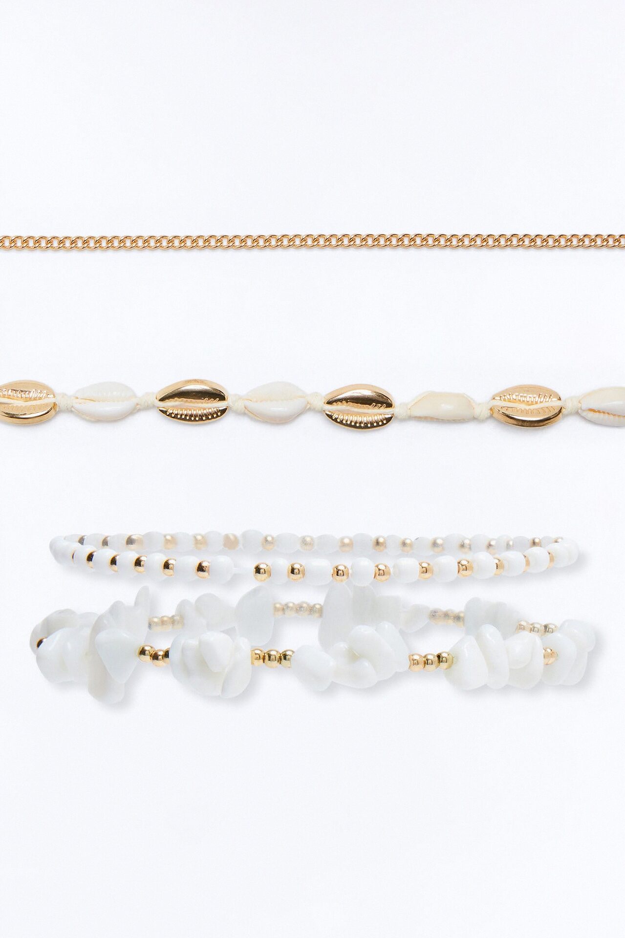 Honolulu 4 Piece Anklet Set - White/combo