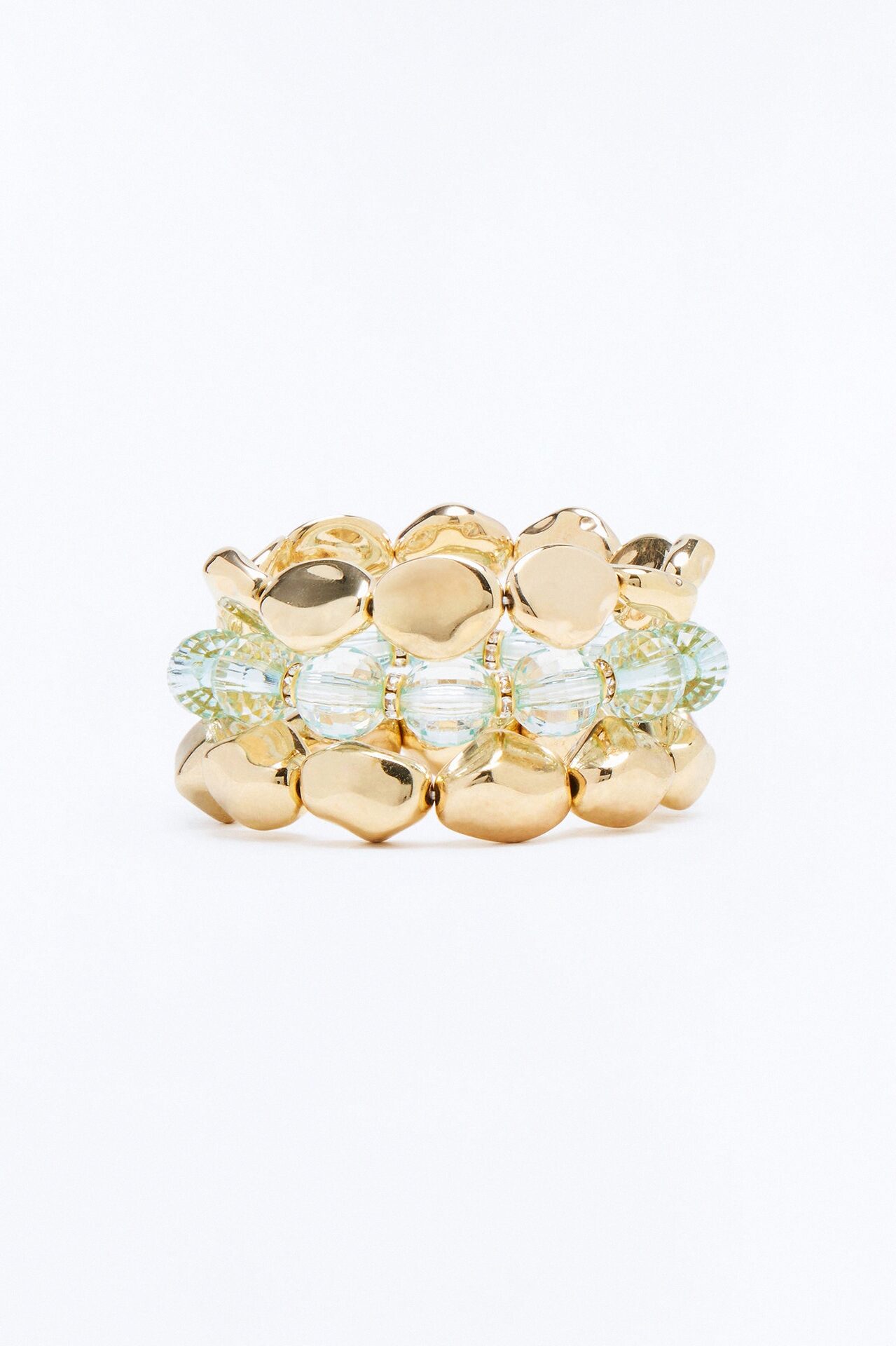 Cloud Beaded 3 Piece Bracelet Set - Gold/Blue