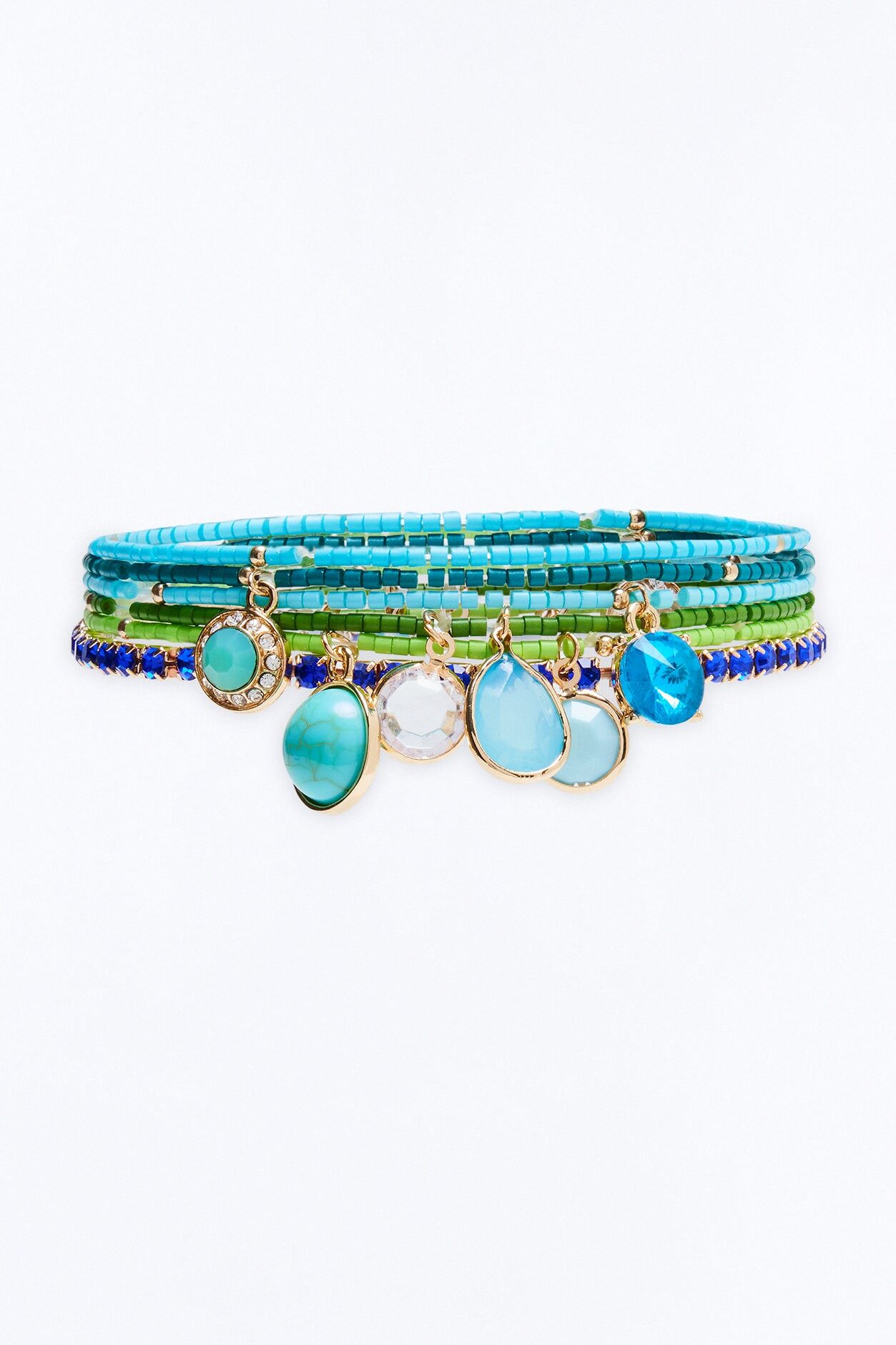 Moon Jewel 6 Piece Anklet Set - Blue/combo